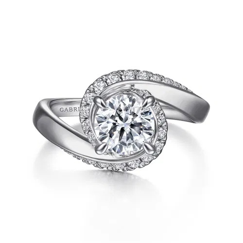 14K White Gold Engagement Ring 1.90ct Round Lab Center G/SI2, 0.40tdw Sides 