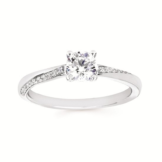 14K White Gold .51ctr f-G in color, SI2, .14sides