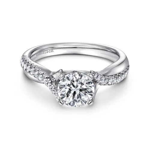 14K White Gold .72ct center D, SI EGL#1601198531, .19tdw sides Engagement Ring Gabriel