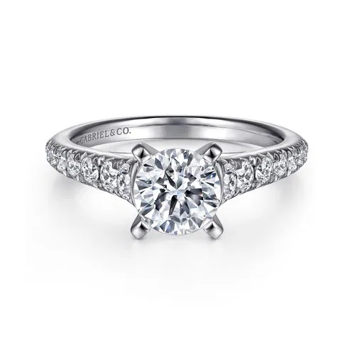 14K White Gold Engagement Ring 0.82ct Round Ctr G/I1, 0.50tdw Sides 