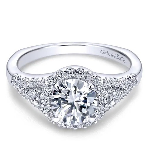 14K White Gold .91 carat E in color, SI3 in clarity  Center EGL #  .35tdw Sides Gabriel