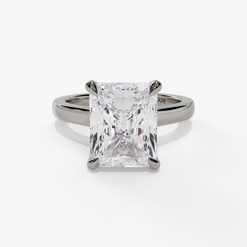 14K White Gold 2.01ct Lab Grown Radiant w/Hidden Halo .06sides