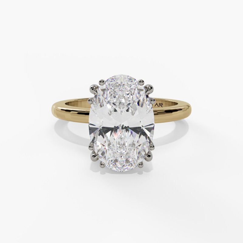 14K White & Yellow Gold 2.04ct Lab Grown Oval w/Hidden Halo .06sides Engagement Ring