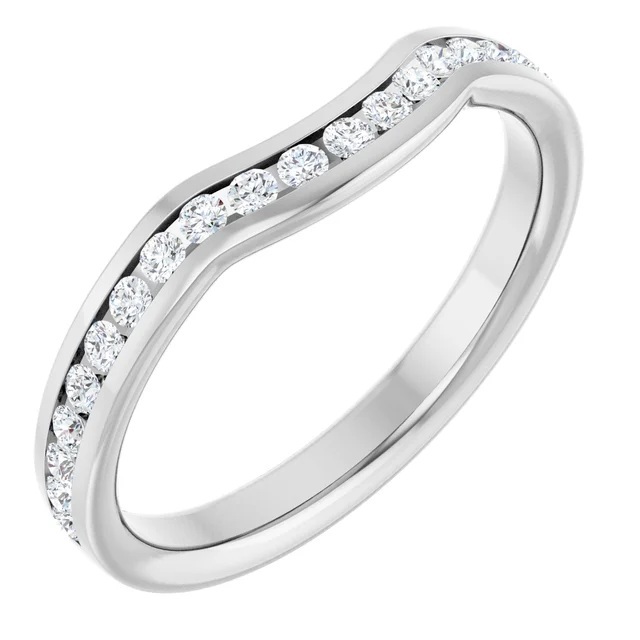 S/O Platinum 3/8 Ct Channel Curve Band Size 7.5