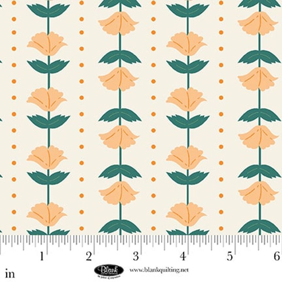 Flower and Polka Dot Stripe: White - The Bright Side || Blank Quilting Corp