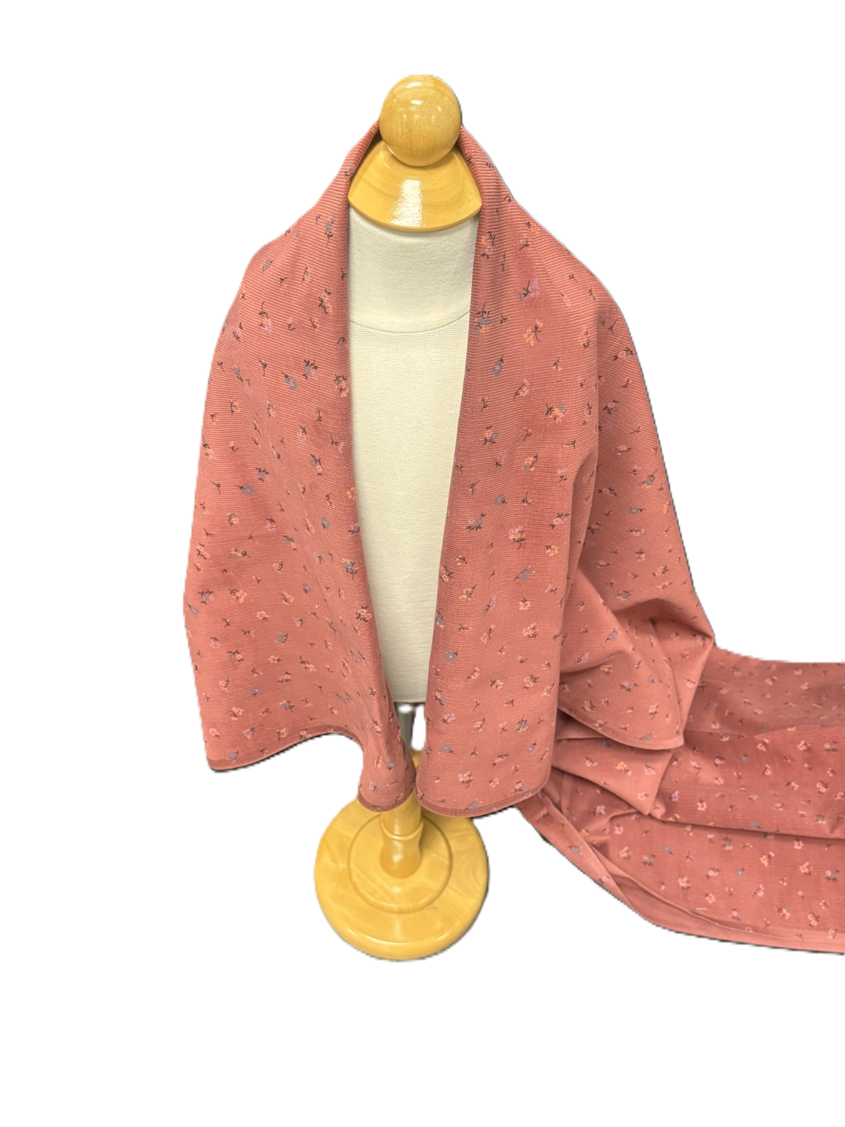 Mauve Floral Pinwale Corduroy