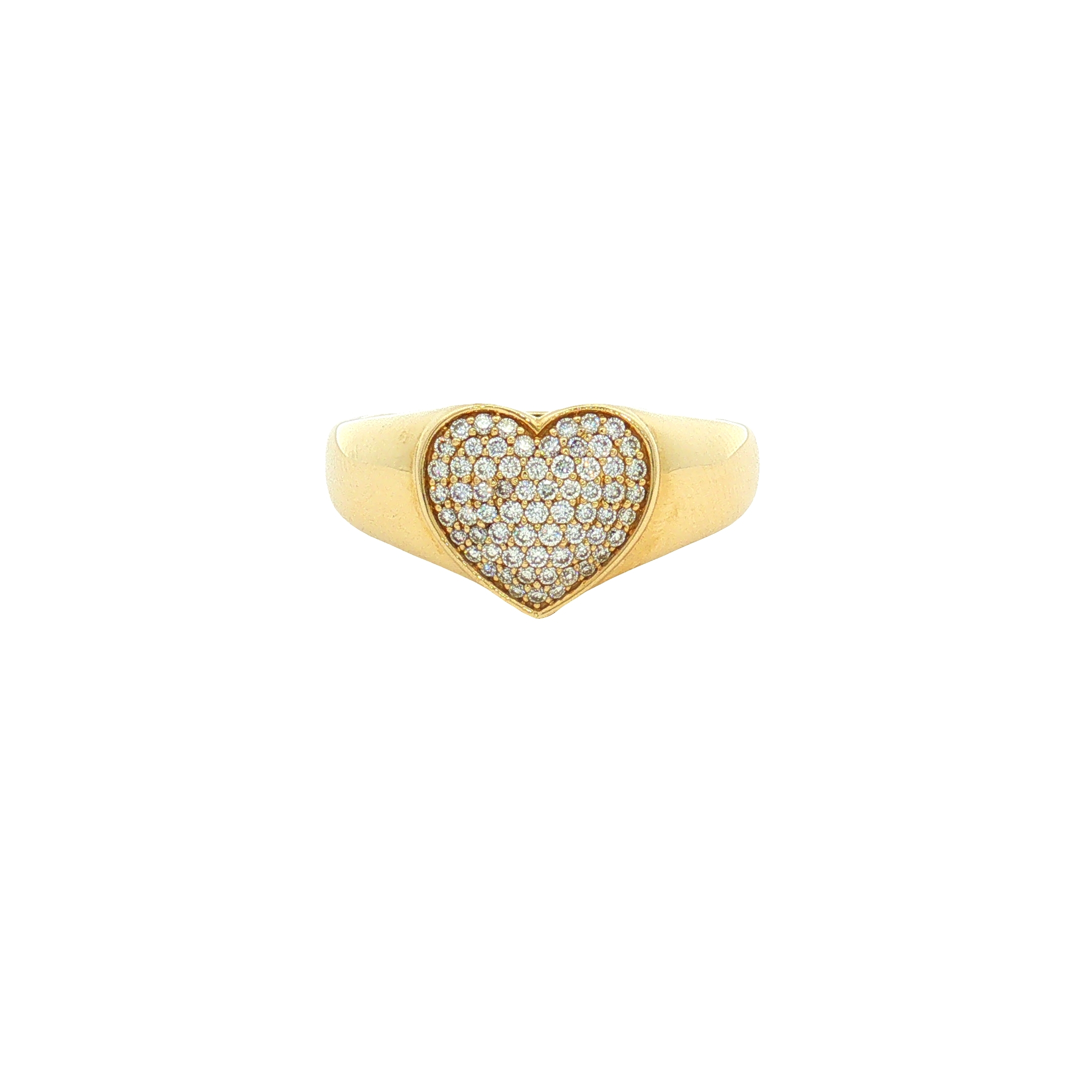 10K Yellow Gold 0.25ct Pavé Diamond Heart Dome Ring, Size 7