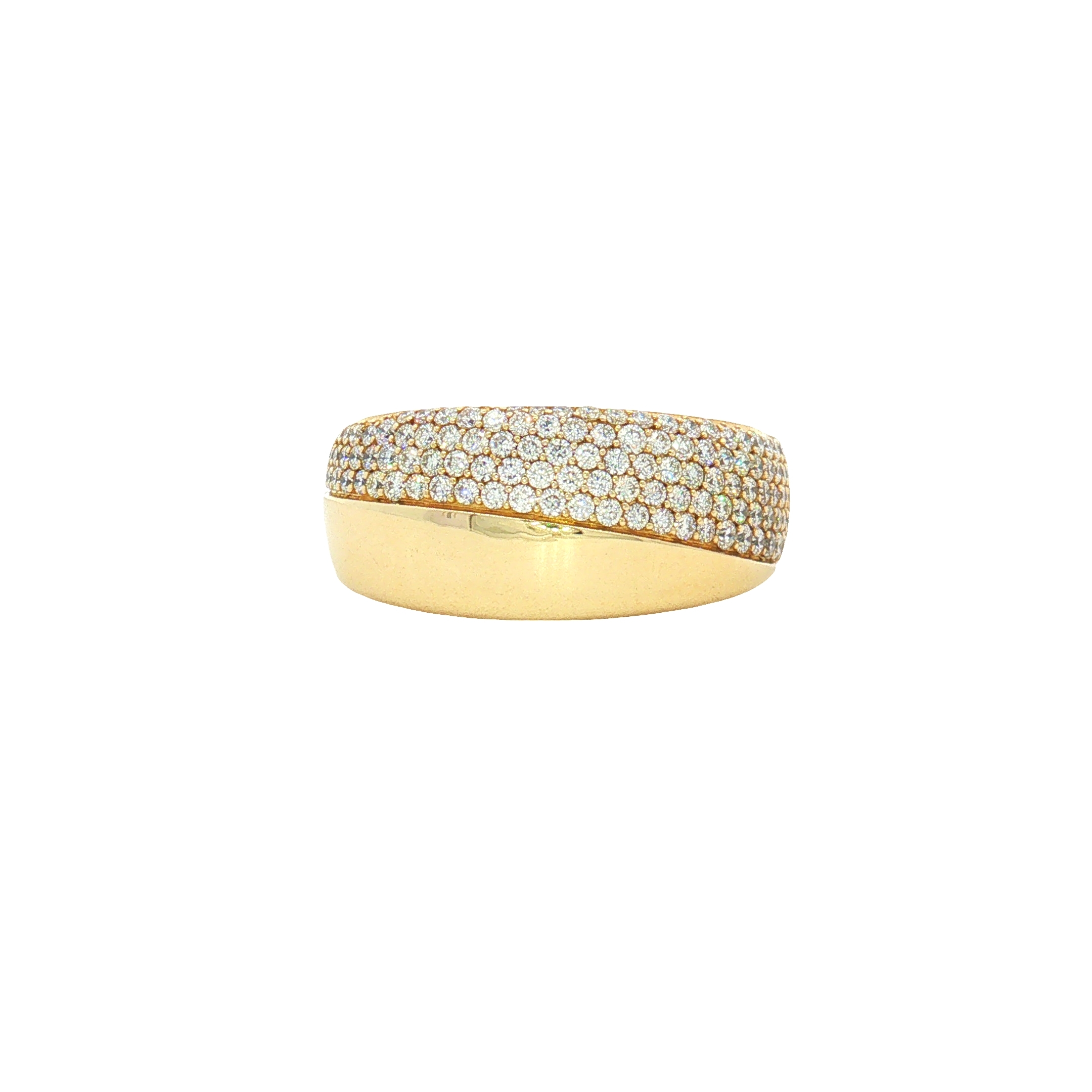 10K Yellow Gold Asymetrical Pavé Dome Ring with 0.75ct Natural Diamonds, Size 7