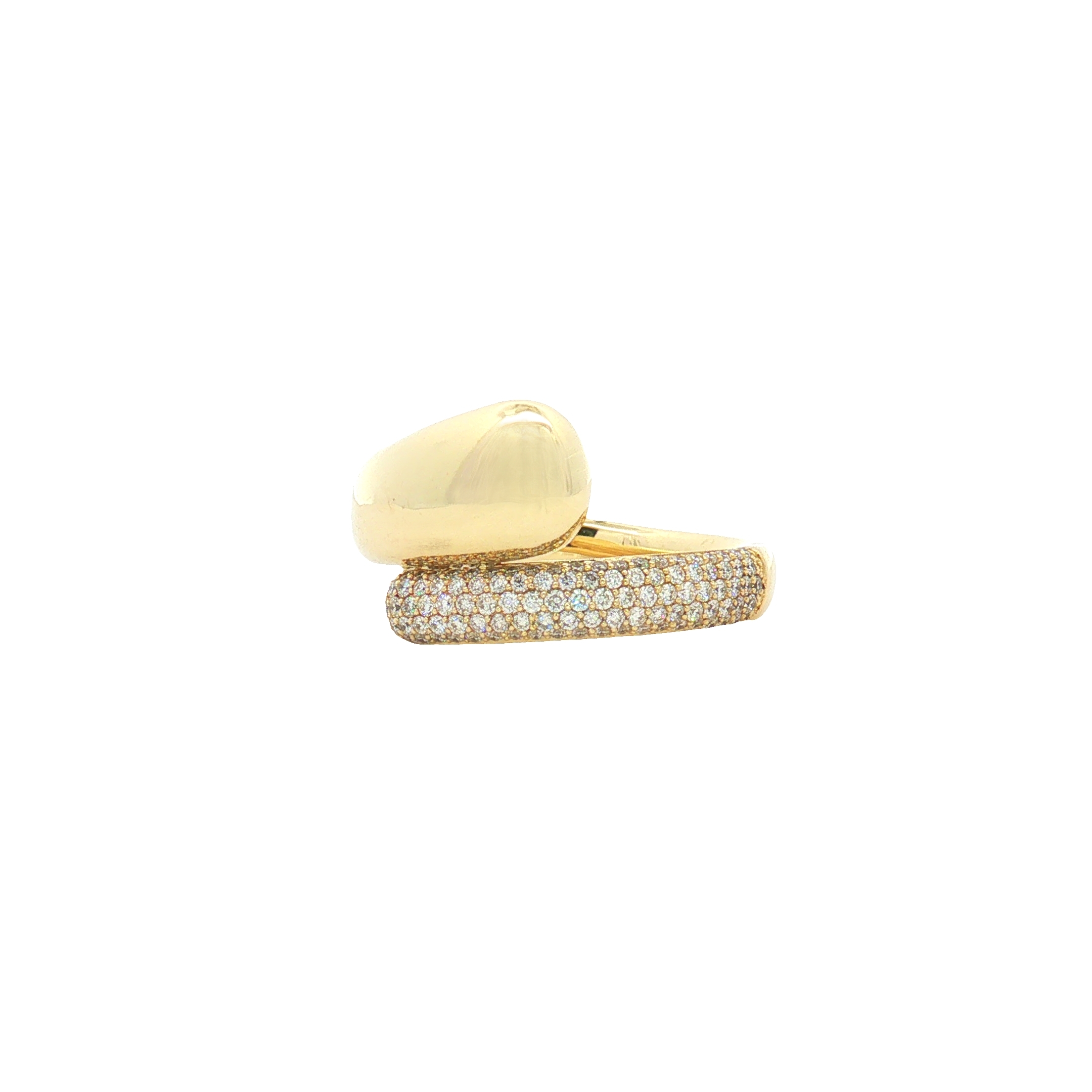 10K Yellow Gold Crossover Pavé Ring with 0.38ct Natural Diamonds, Size 7 