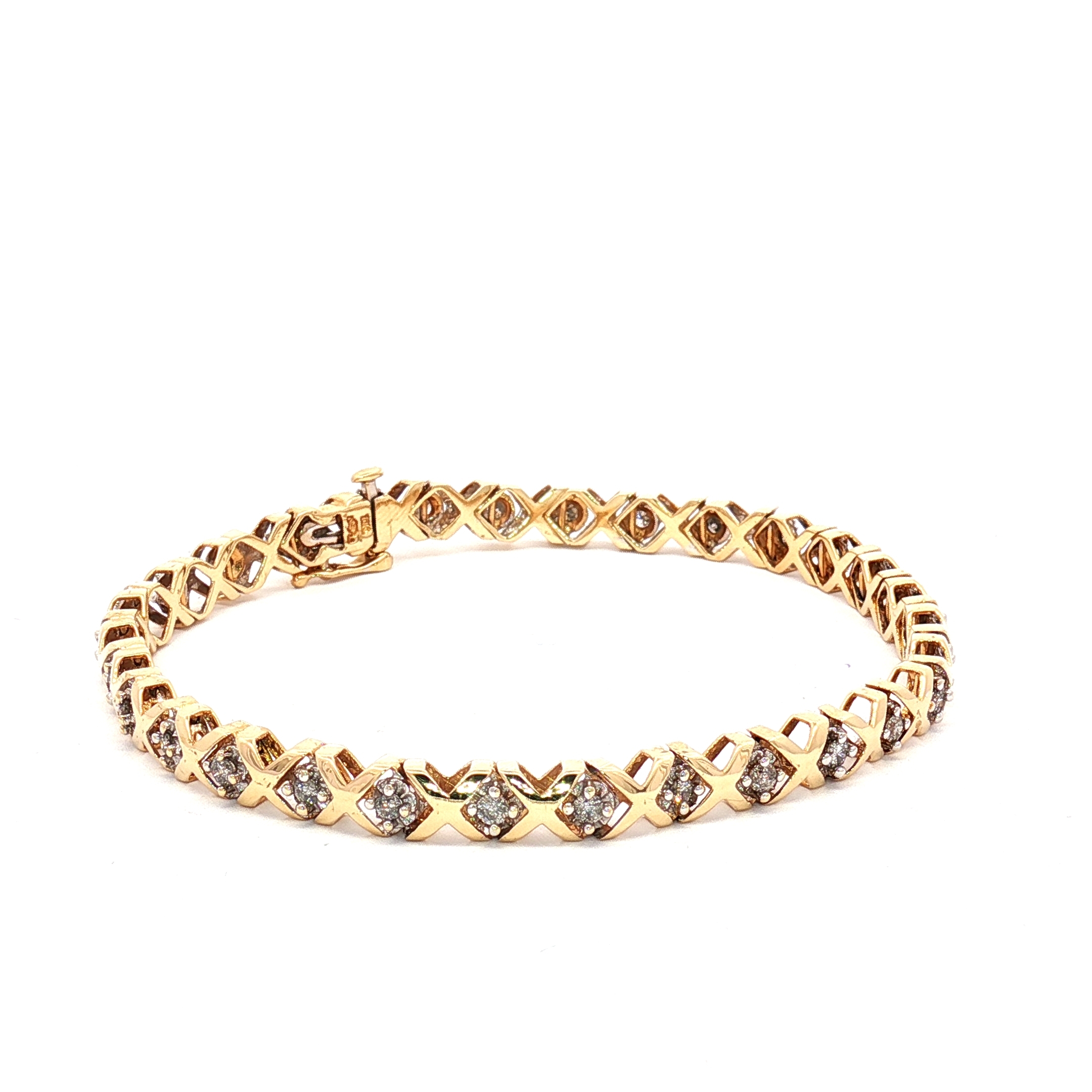 10K Yellow Gold Tennis Bracelet With 0.68ct Natural Diamonds, Size 7