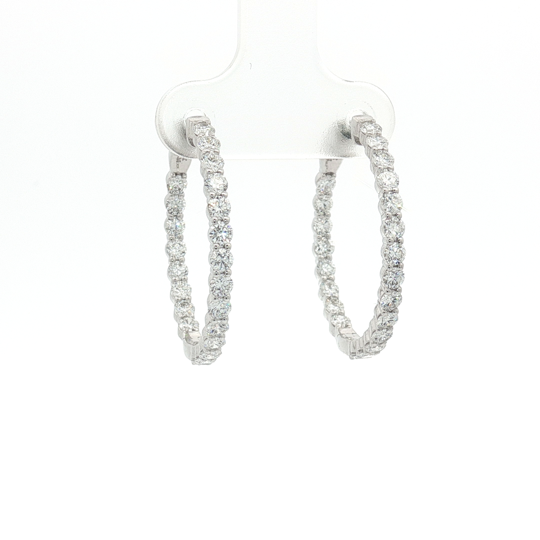 14KT White Gold Lab Grown Diamond In-Out Hoops with Round Diamonds 2.00 CTW