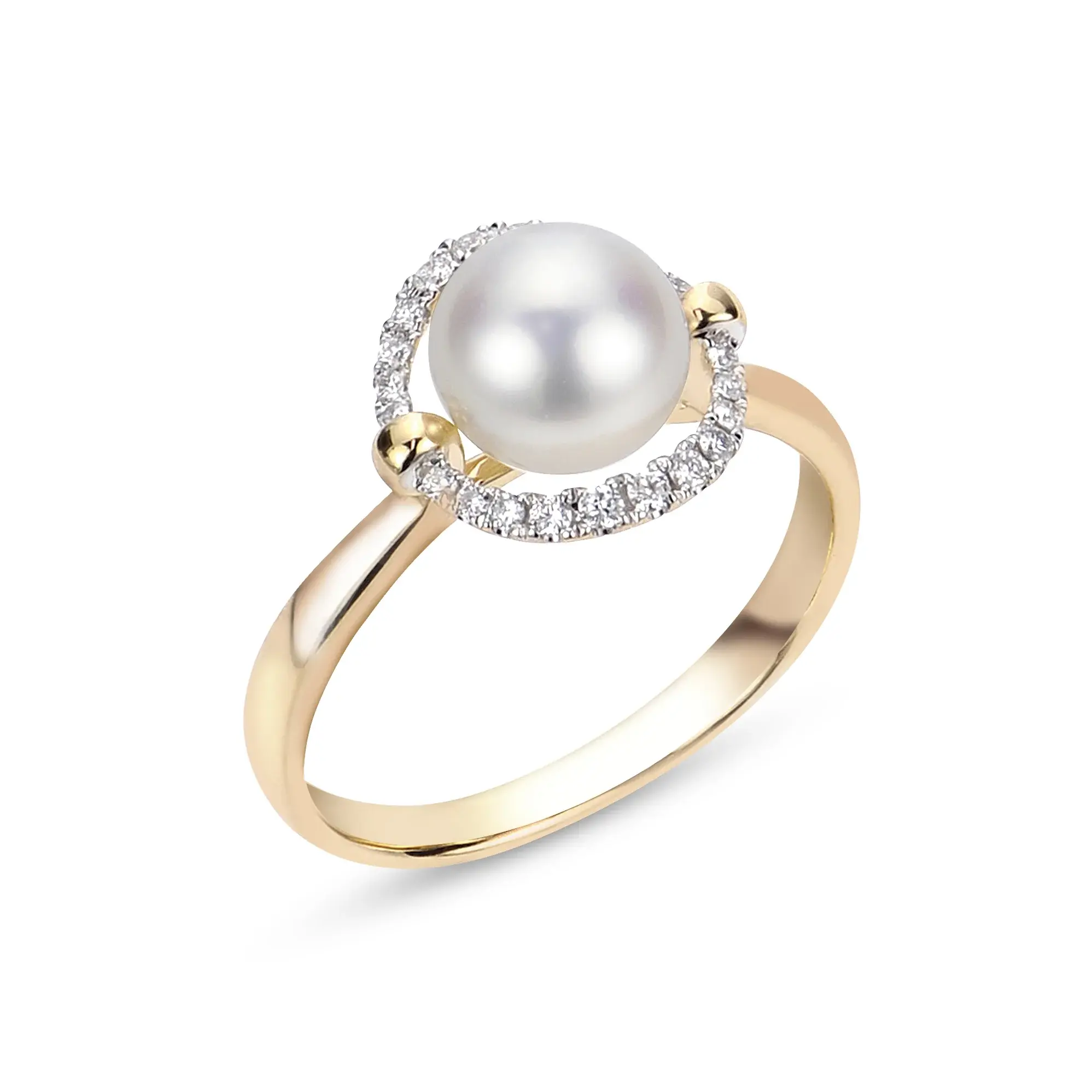 14KT Yellow Gold Freshwater Pearl & Diamond Ring Size 7 Diamond: 0.16CTTW