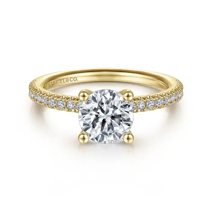 Serenity - 14K Yellow-White Gold Round Diamond Engagement Ring, Size 6.5