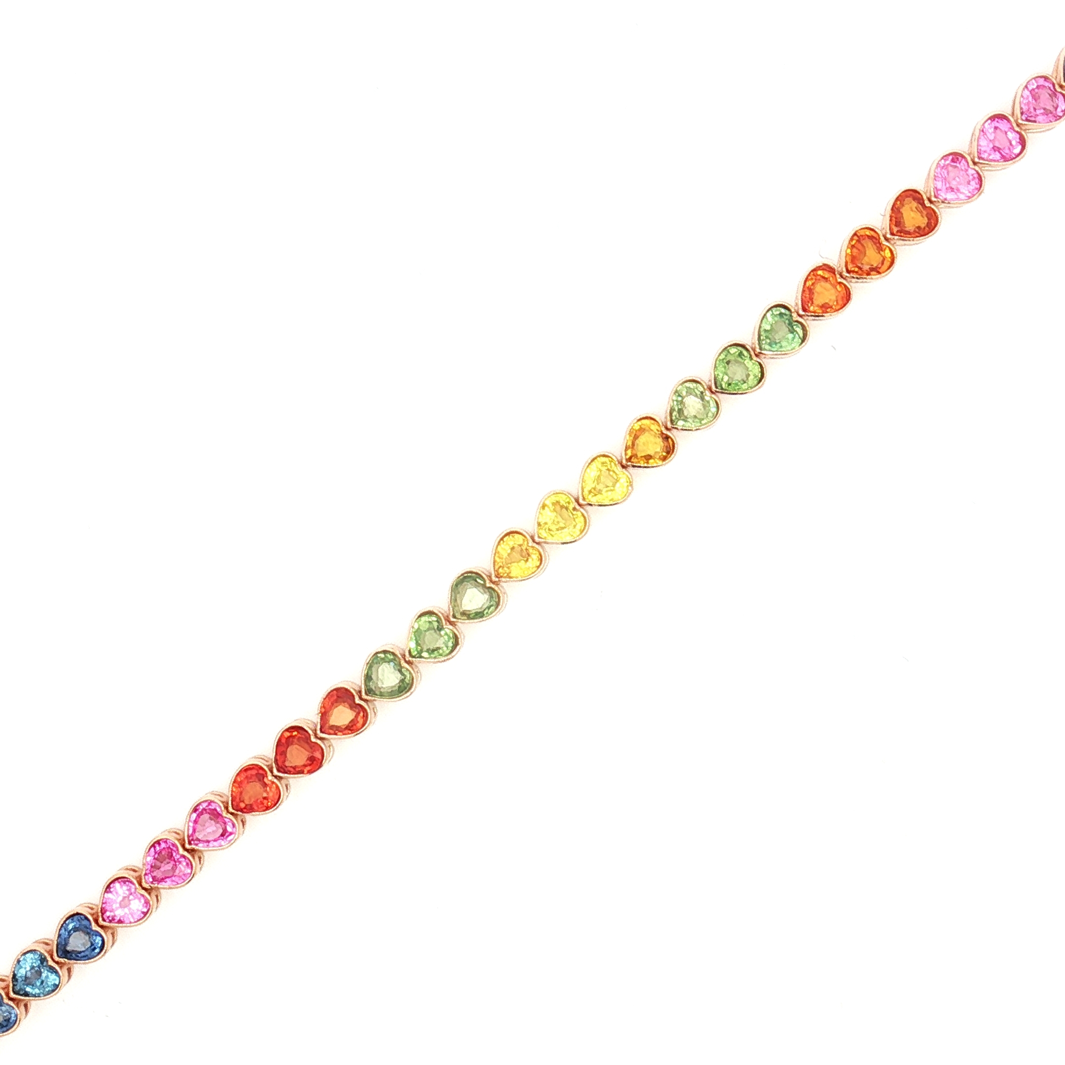14K Rose Gold Tennis Bracelet With Multi-color Sapphire, Size 7.25