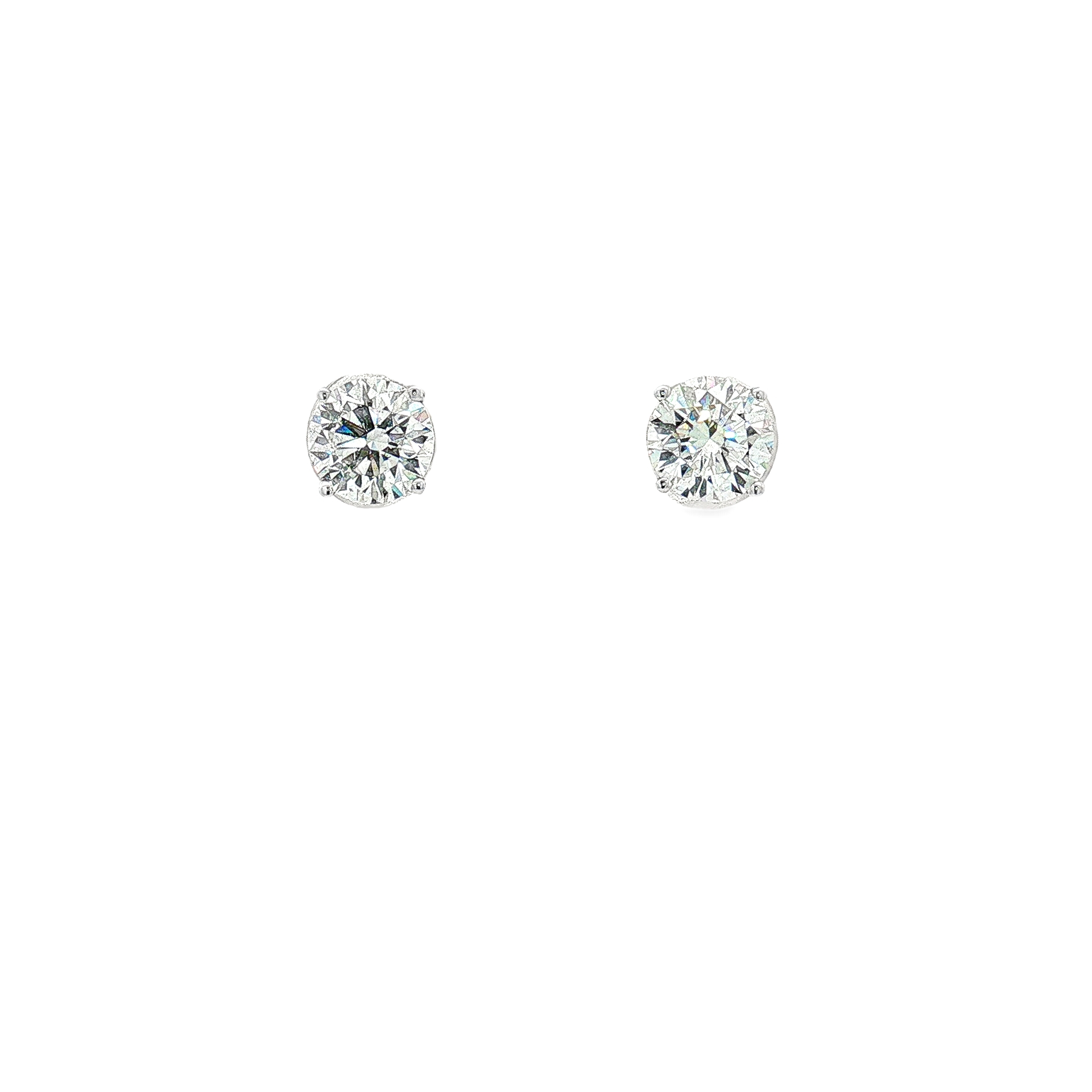 14K White Gold 2.02ctw Natural Round Diamond 4-Prong Stud Earrings with Screw Backs, GIA Certified G Color, SI2 Clarity