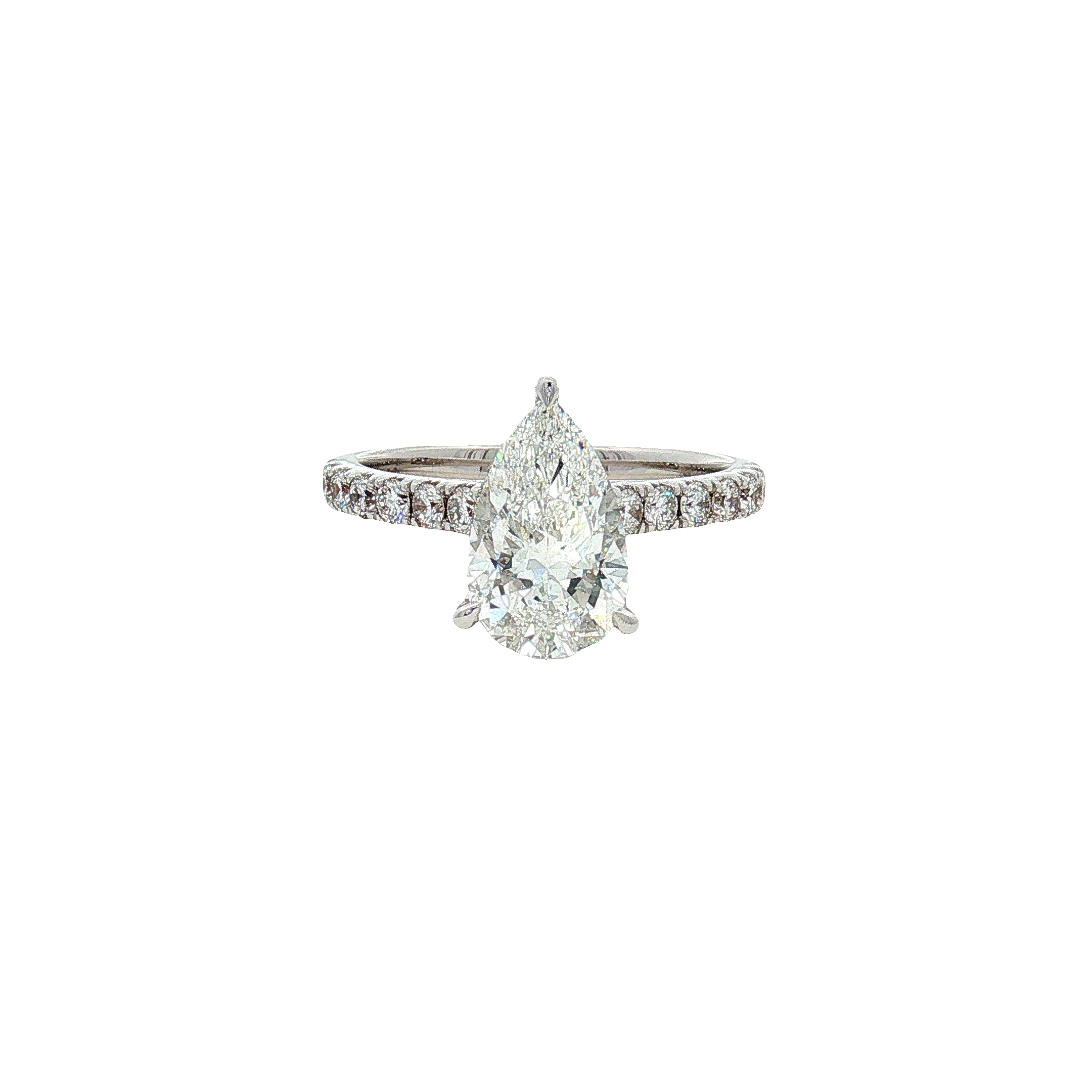 14K White Gold 2.69ct Pear-Shape and Hidden Halo Lab Grown Diamonds Engagement Ring, Size7 