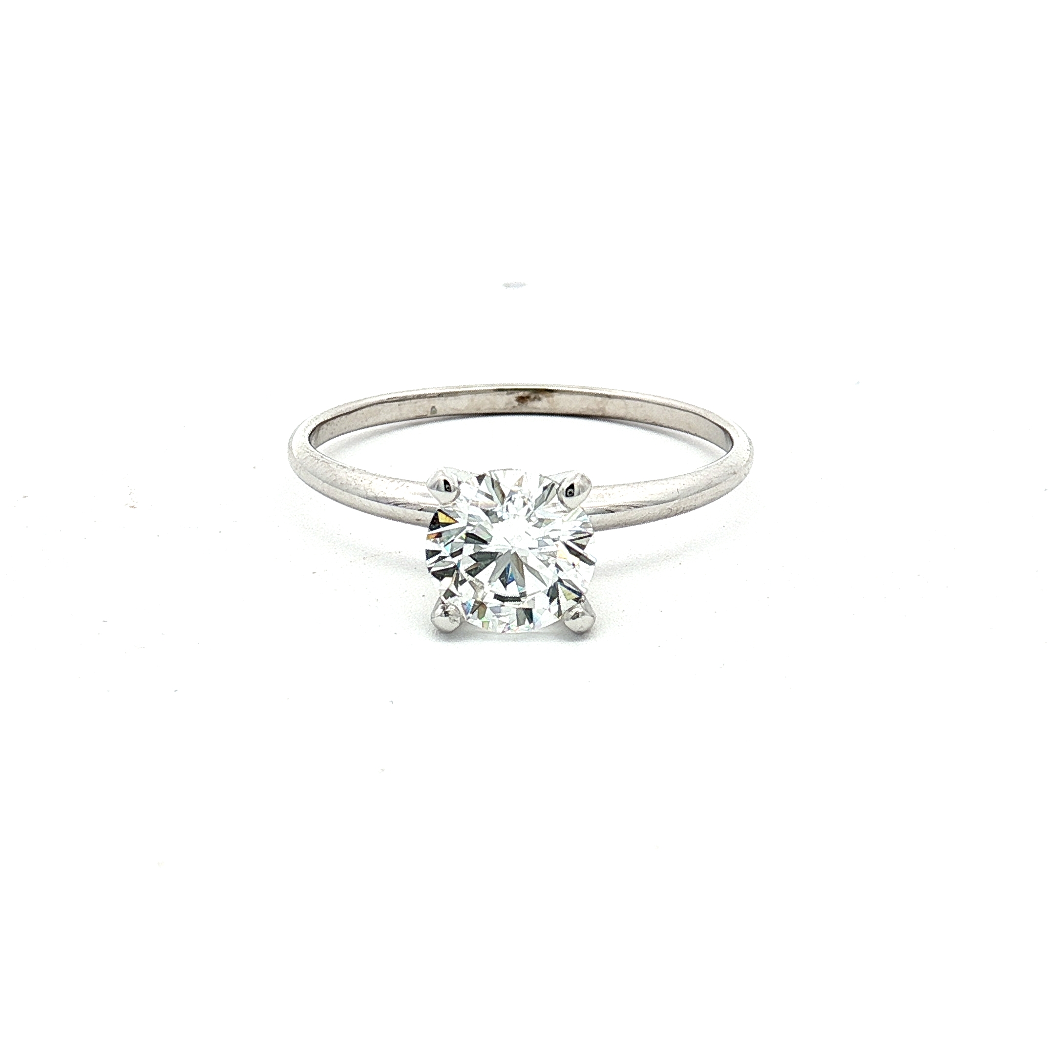 14K White Gold Classic Solitaire Ring With 1.00ct Lab-Grown Diamond, Size 7.5