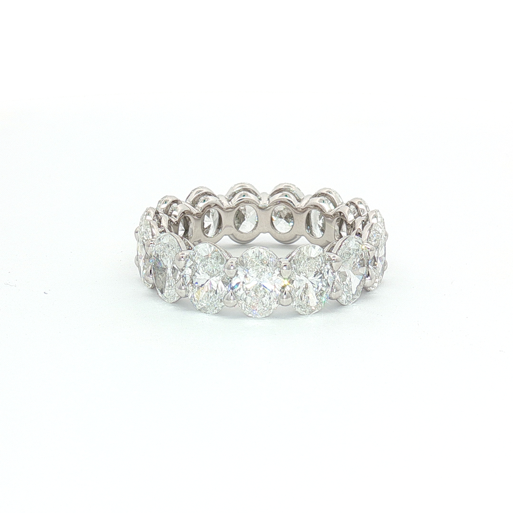 14K White Gold Eternity Band With 4.00ct Lab-Grown Diamonds Oval-Cut, Size 6.75