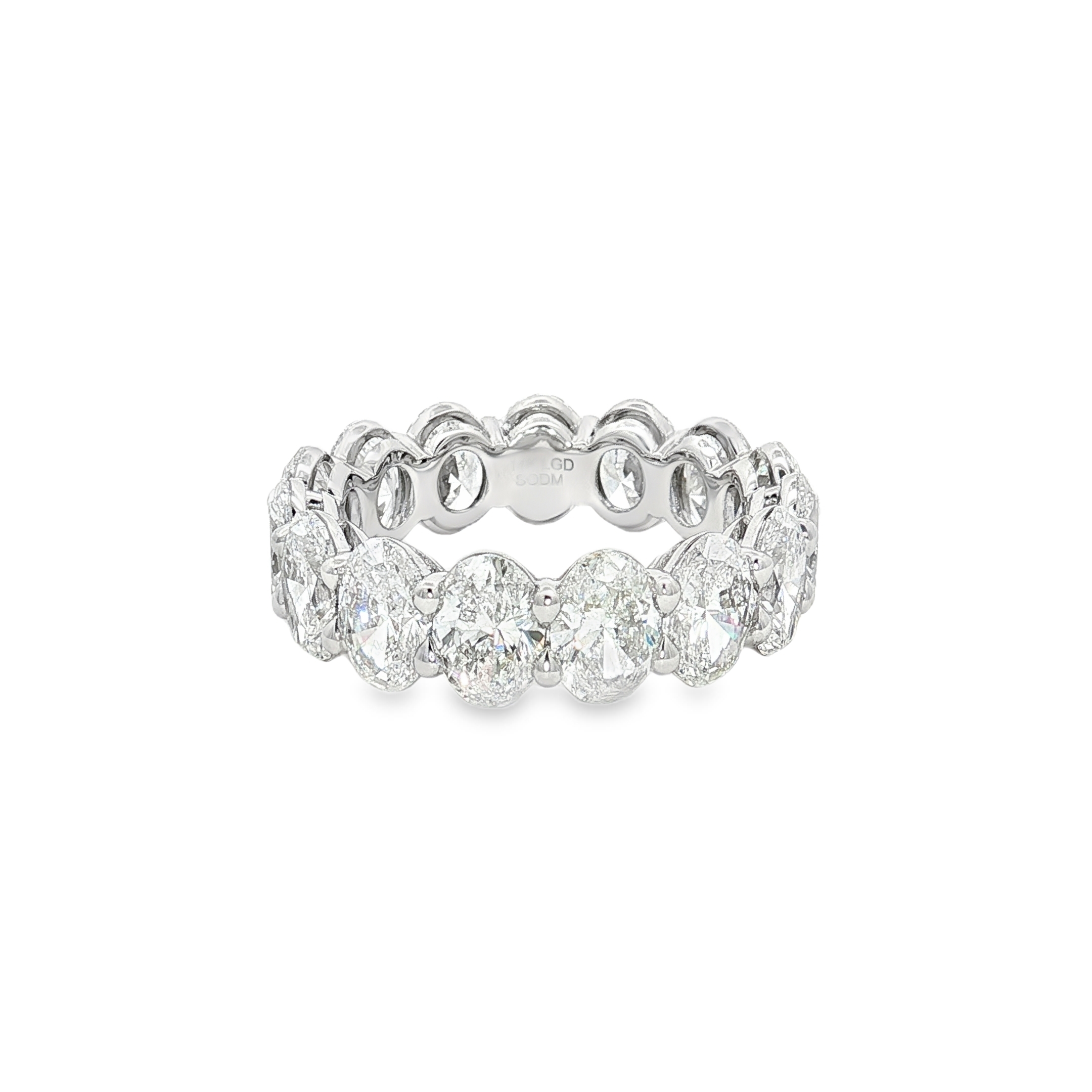 14K White Gold Eternity Band With 8.09ct Oval-Cut Lab-Grown Diamonds, Size 7.25