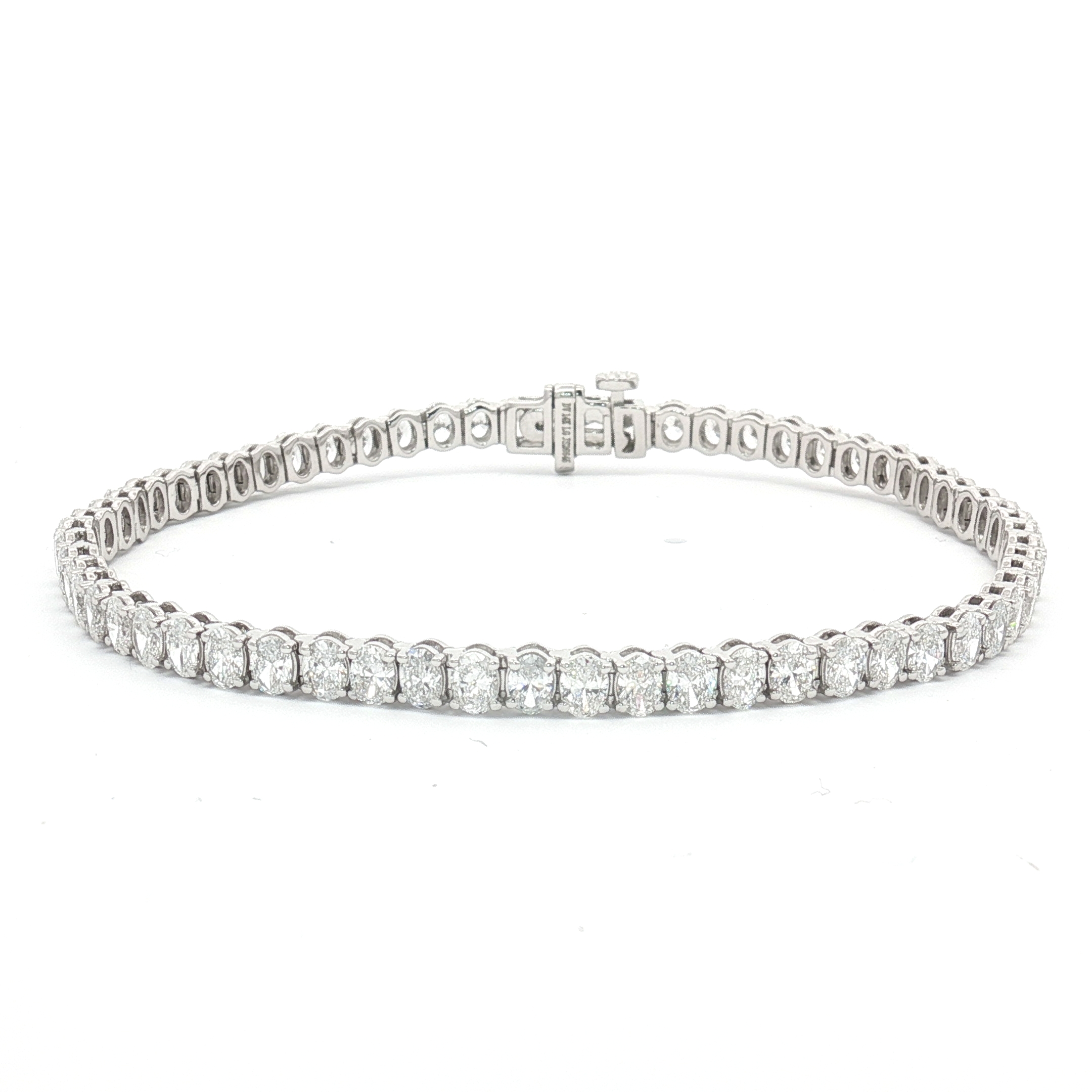 14K White Gold Tennis Bracelet With 5.52ct Oval-cut Lab-Grown Diamonds, Size 7