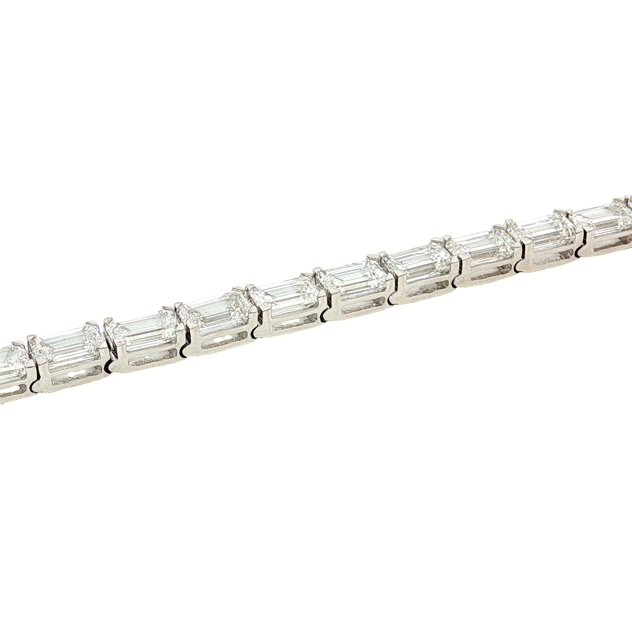 14K White Gold Tennis Bracelet with 15.50ct Lab-Grown Emerald-Cut Diamonds, 7
