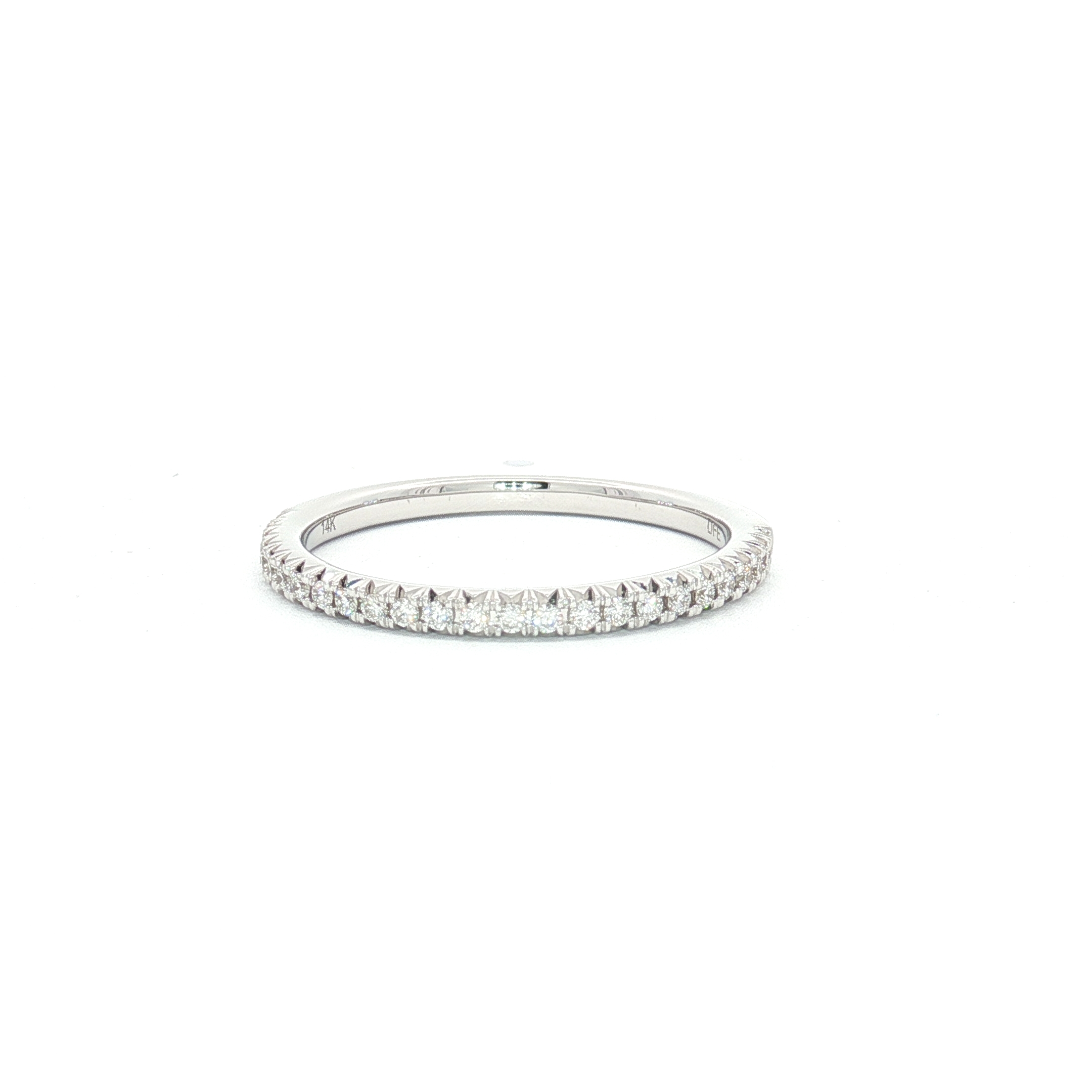 14K White Gold Wedding Band With 0.15ct Round-Cut Natural Diamonds, Size 6.5