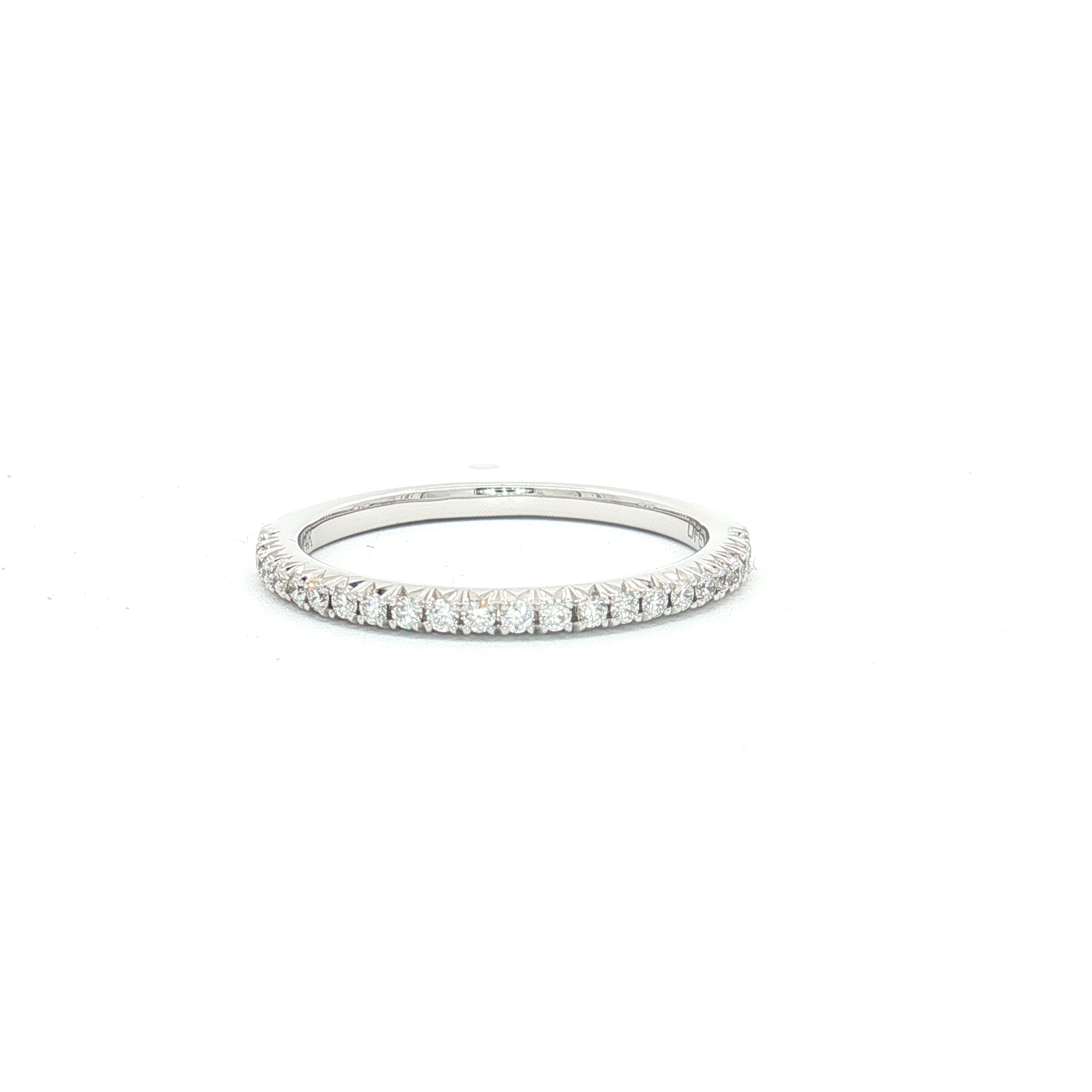 14K White Gold Wedding Band With 0.21ct Round-Cut Natural Diamonds, Size 6.5