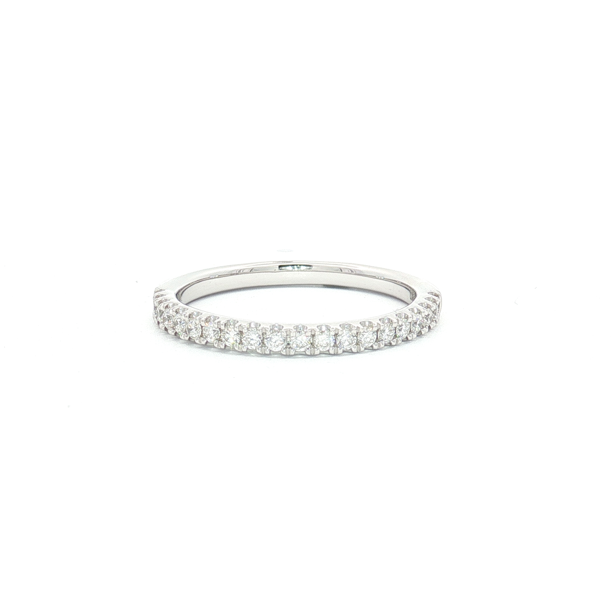 14K White Gold Wedding Band With 0.25ct Round-Cut Natural Diamonds, Size 6.5