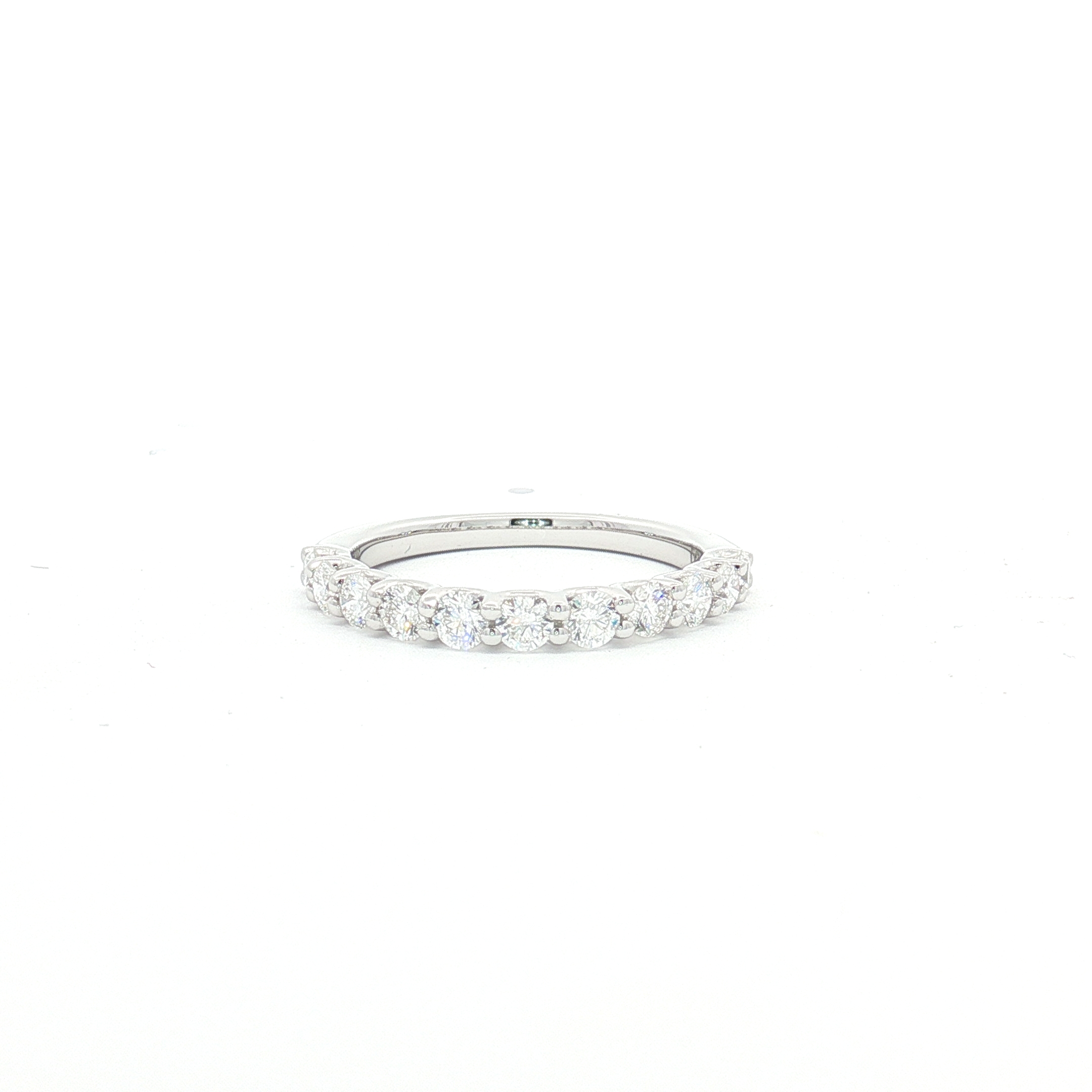 14K White Gold Wedding Band With 0.75ct Round-Cut Natural Diamonds, Size 6.25