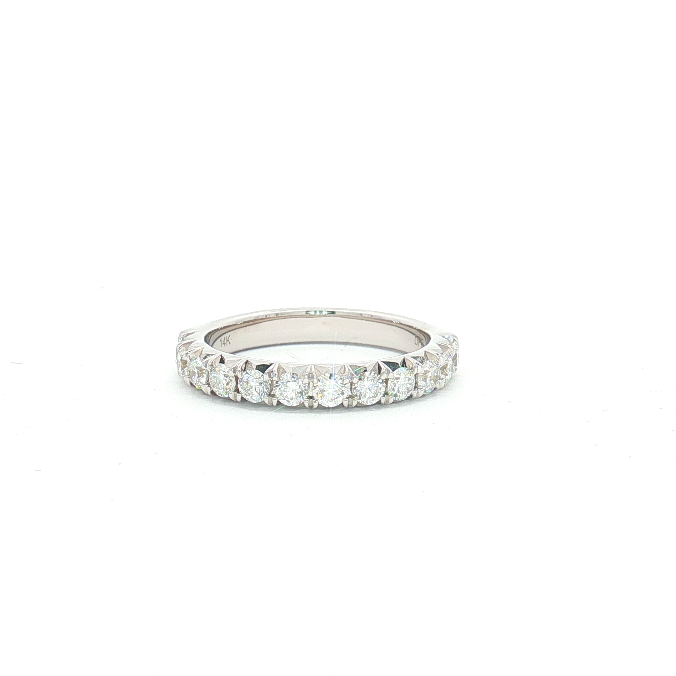 14K White Gold Wedding Band With 0.78ct Round-Cut Natural Diamonds, Size 6.5