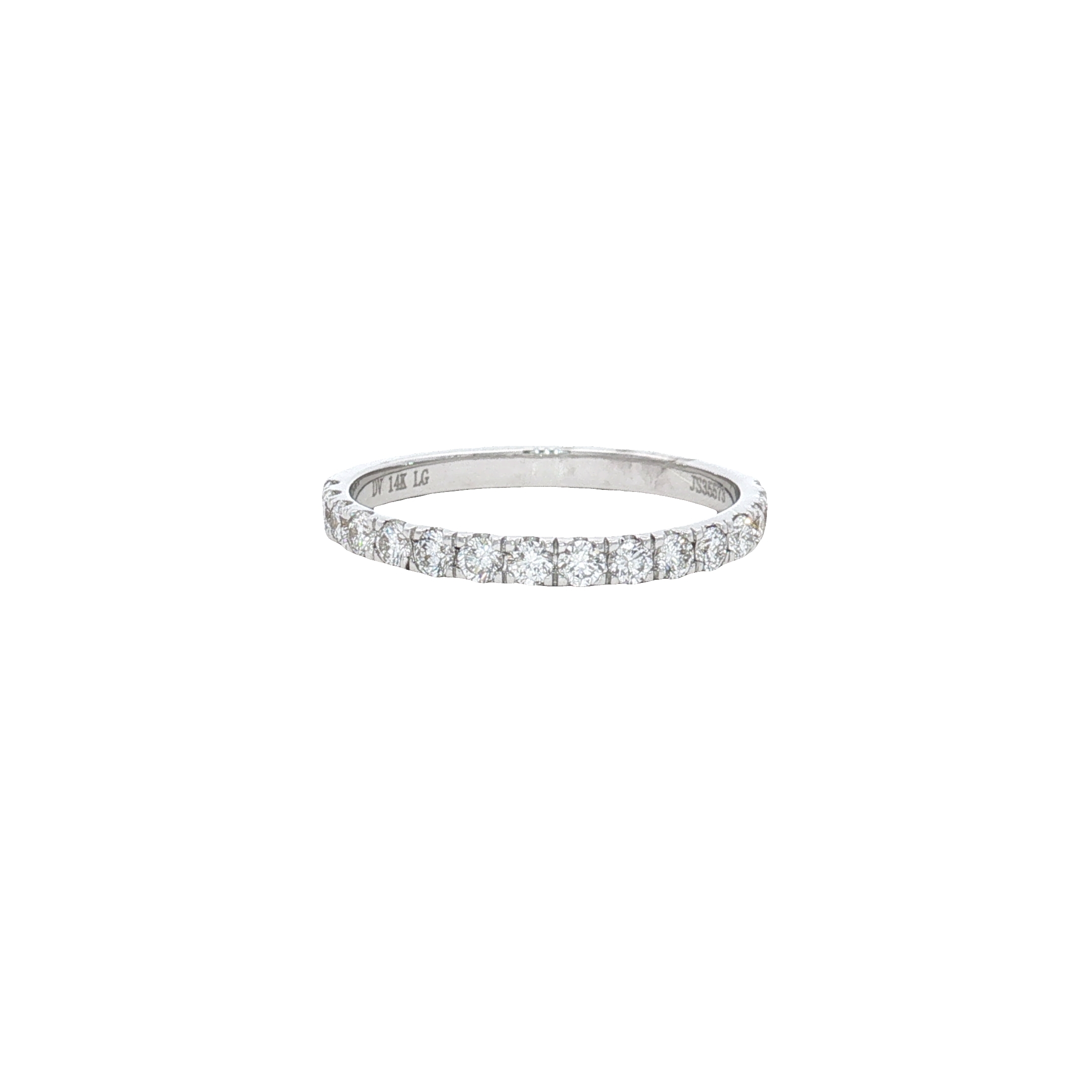 14K White Gold Wedding Band with 0.59ct Lab-Grown Diamonds, Size 7