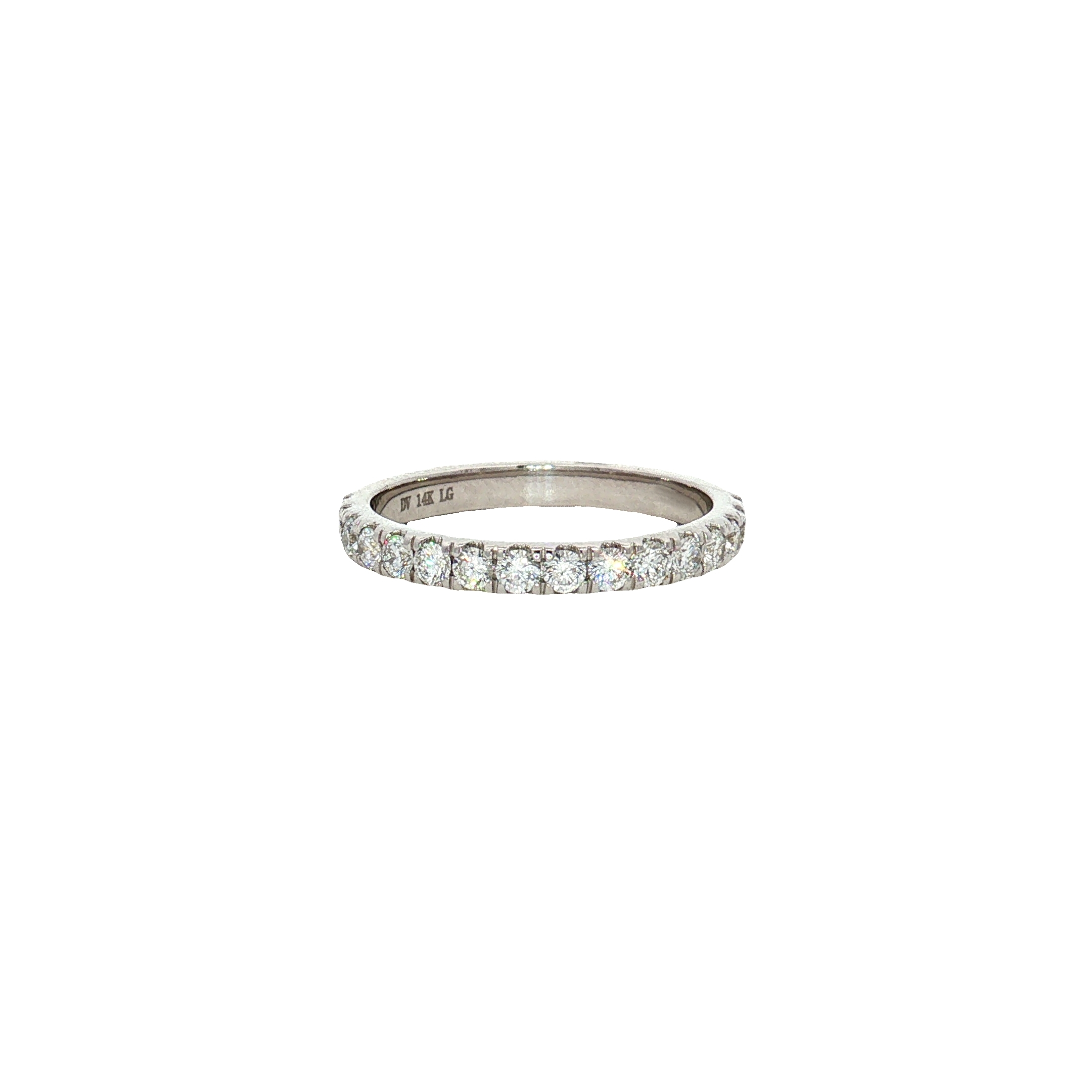 14K White Gold Wedding Band with 0.62ct Lab-Grown Diamonds, Size 7