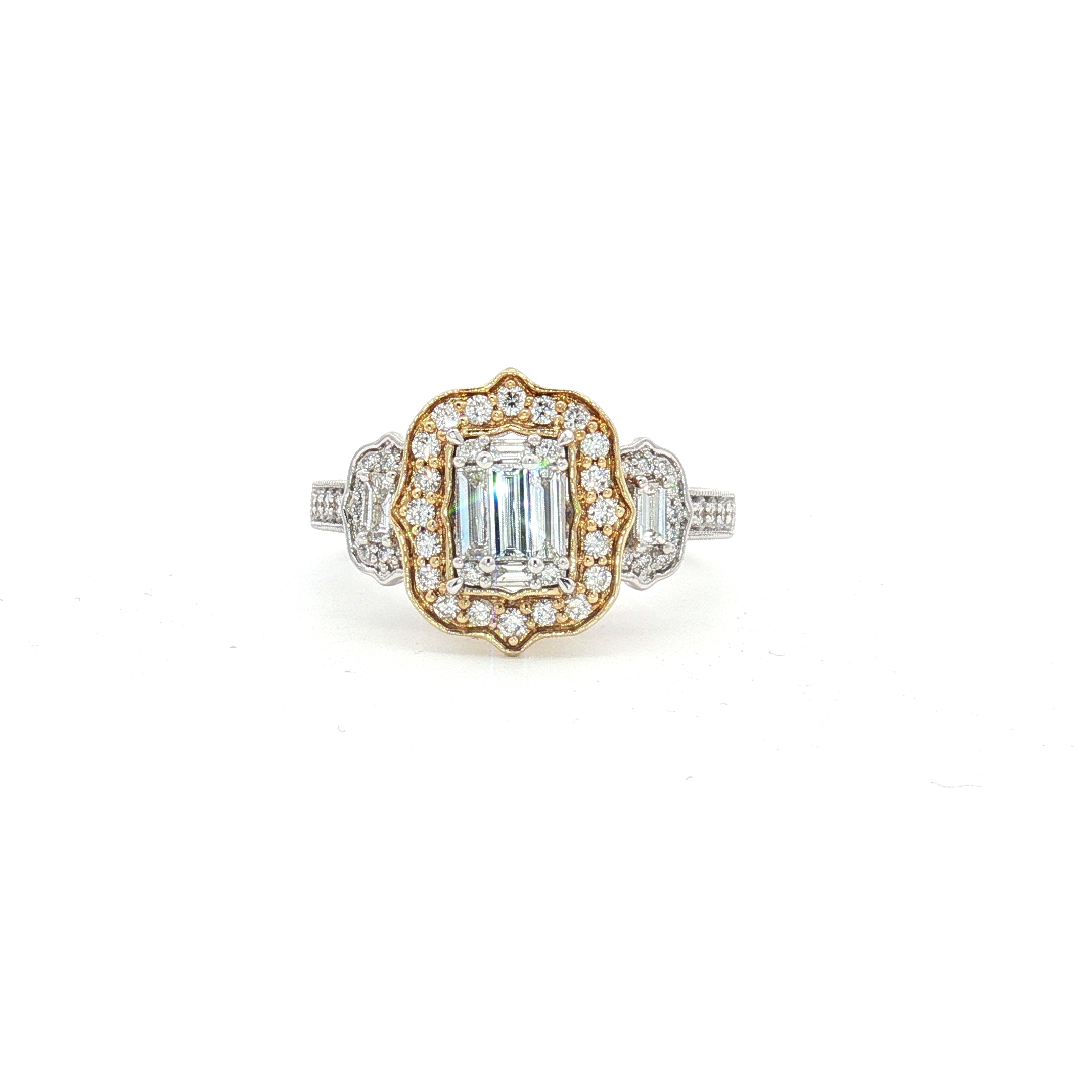 14K White & Yellow Gold Ring with 2.50ct Natural Diamonds, Size 7