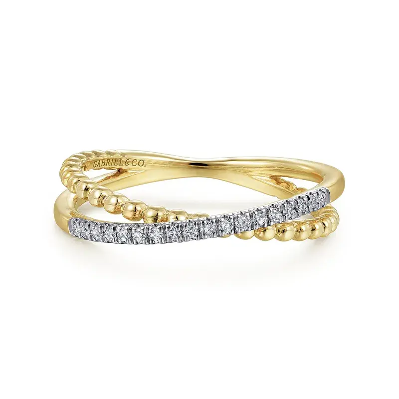 14K Yellow Gold 0.09ct Diamond Stackable Ring - Bujukan, Size 6.5