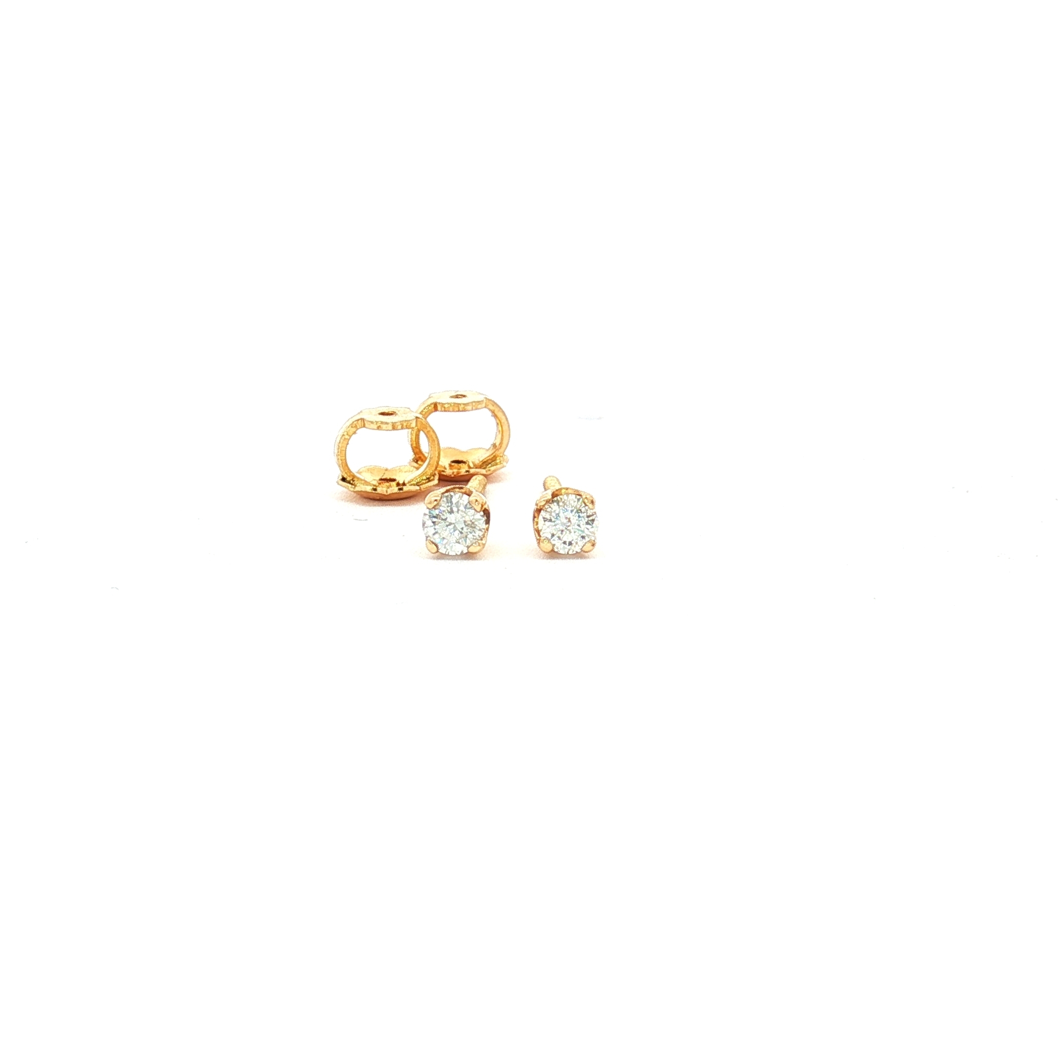 14K Yellow Gold 0.12ct Round-cut Natural Diamond Stud Earrings, ( 2.55mm )