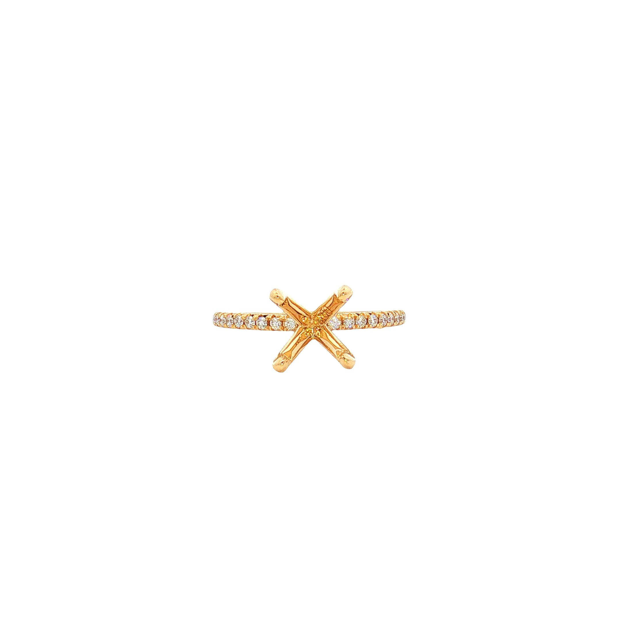 14K Yellow Gold 0.20ct Natural Diamond Engagement Ring Setting for a 2.00ct Round Diamond, G Color, VS2 Clarity, Size 6.5