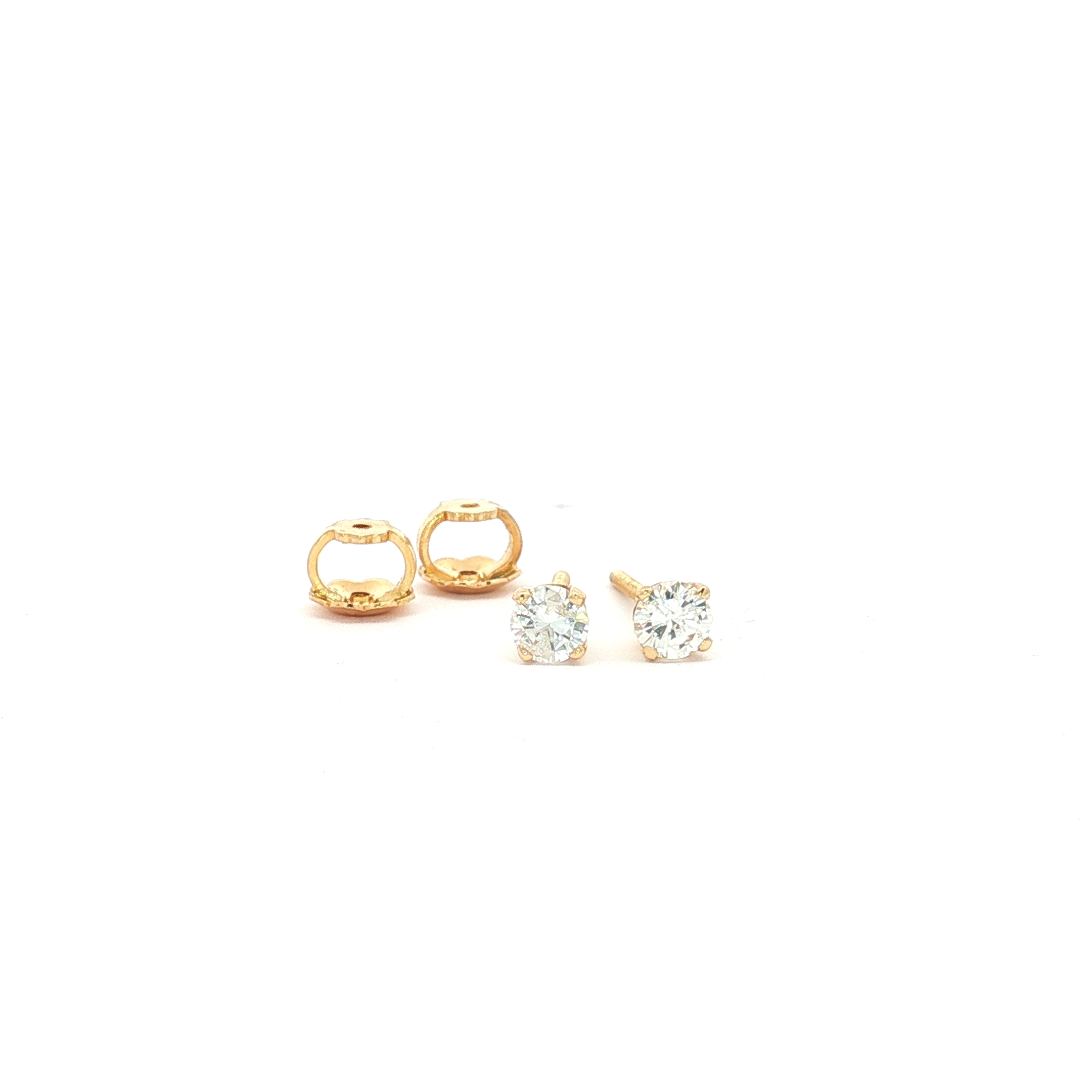 14K Yellow Gold 0.23ct Round-Cut Natural Diamond Stud Earrings ( 3.15mm )