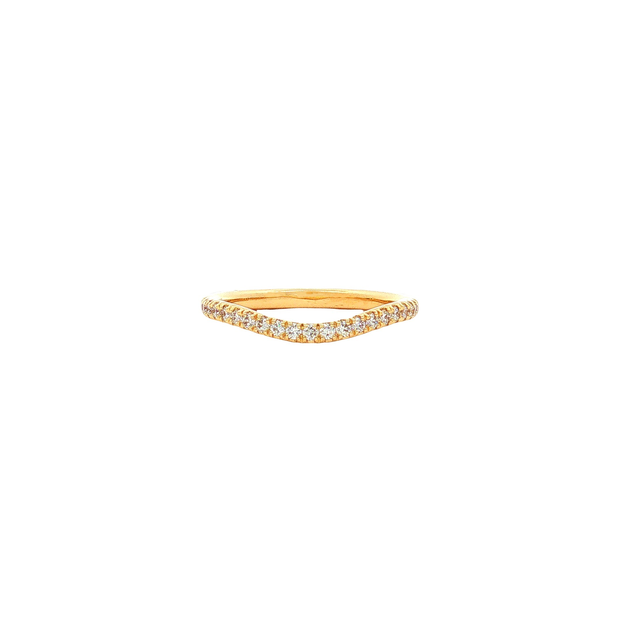 14K Yellow Gold 0.25ct Natural Pavé Diamond Wavy Wedding Band, G Color, VS2 Clarity, Size 6.5