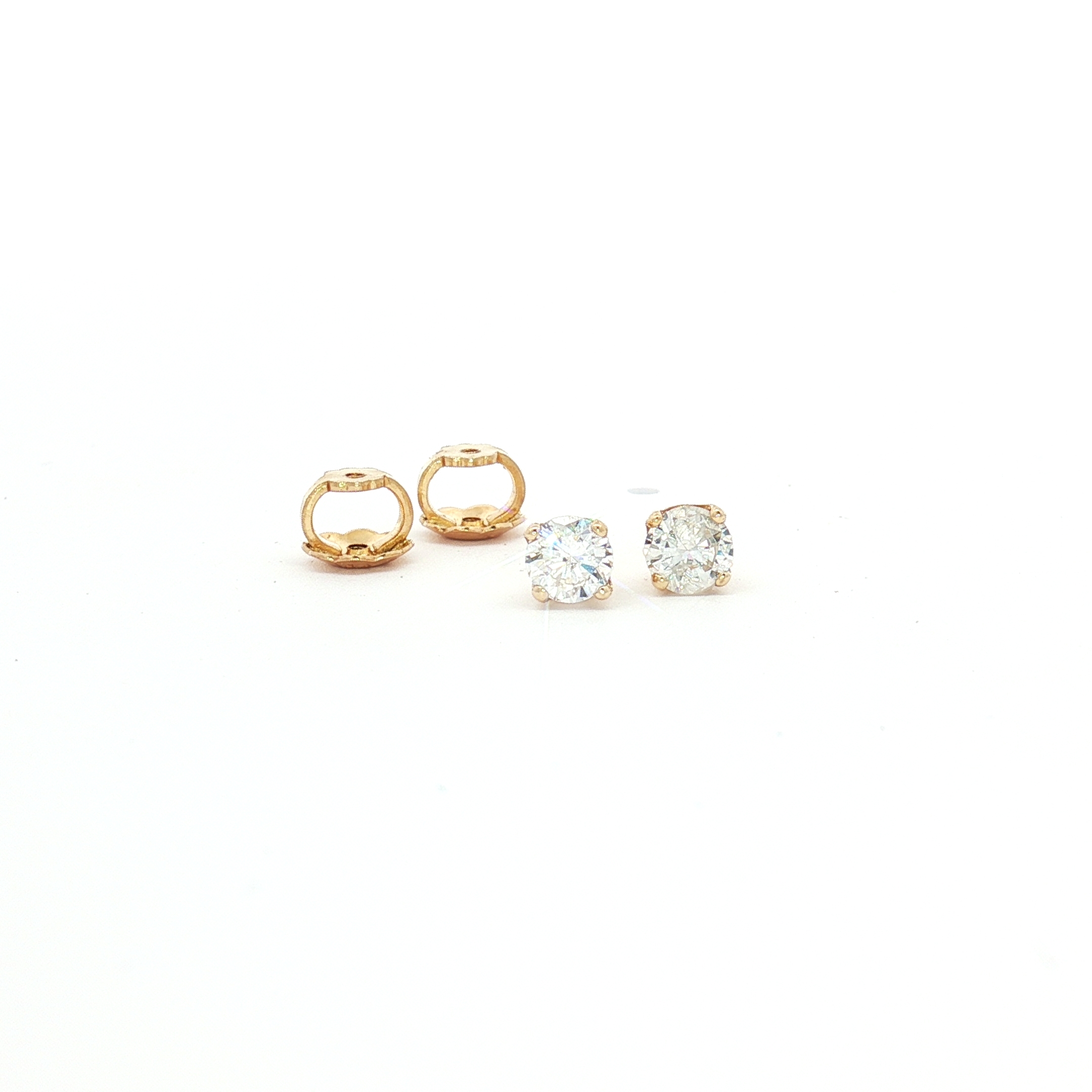 14K Yellow Gold 0.32ct Round-Cut Natural Diamond Stud Earrings, ( 3.45mm )