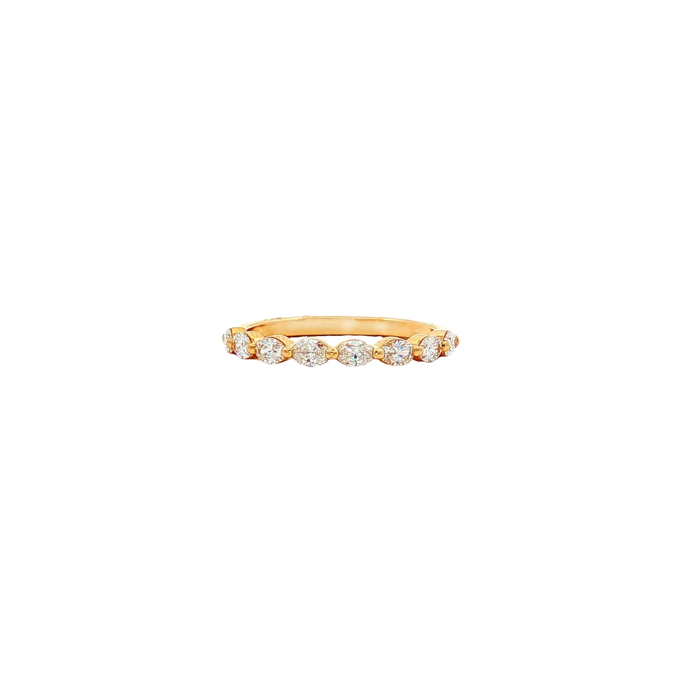 14K Yellow Gold 0.60ct Oval Natural Diamond Shared Prong Wedding Band, G Color, VS2 Clarity, Size 6.5