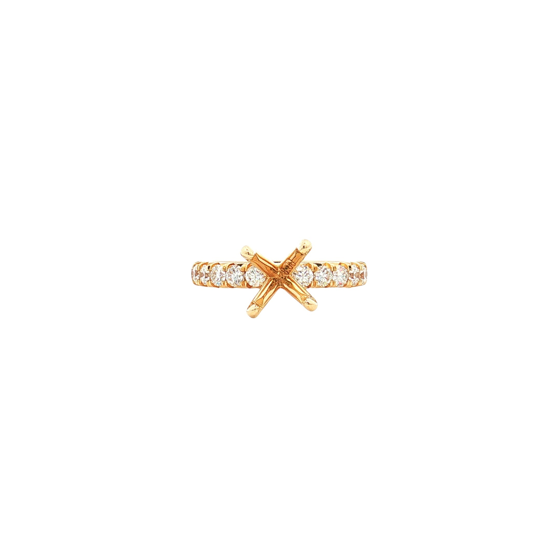 14K Yellow Gold 0.80ct Natural Diamond Engagement Ring Setting for a 2.00ct Round Diamond, G Color, VS2 Clarity, Size 6.25