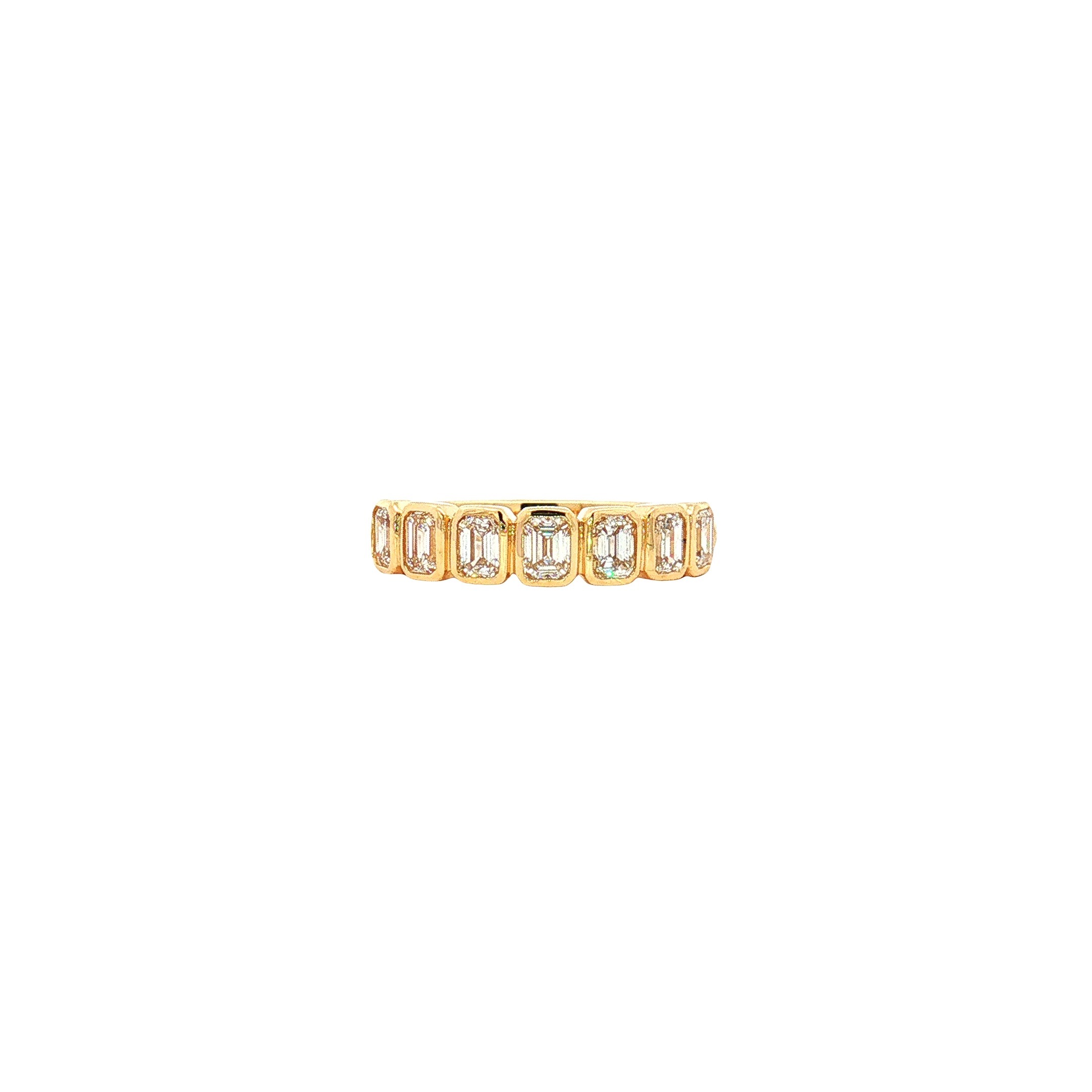 14K Yellow Gold 1.05ct Emerald-Cut Bezel-Set Diamond Wedding Band, G Color, VS2 Clarity, Size 6.5