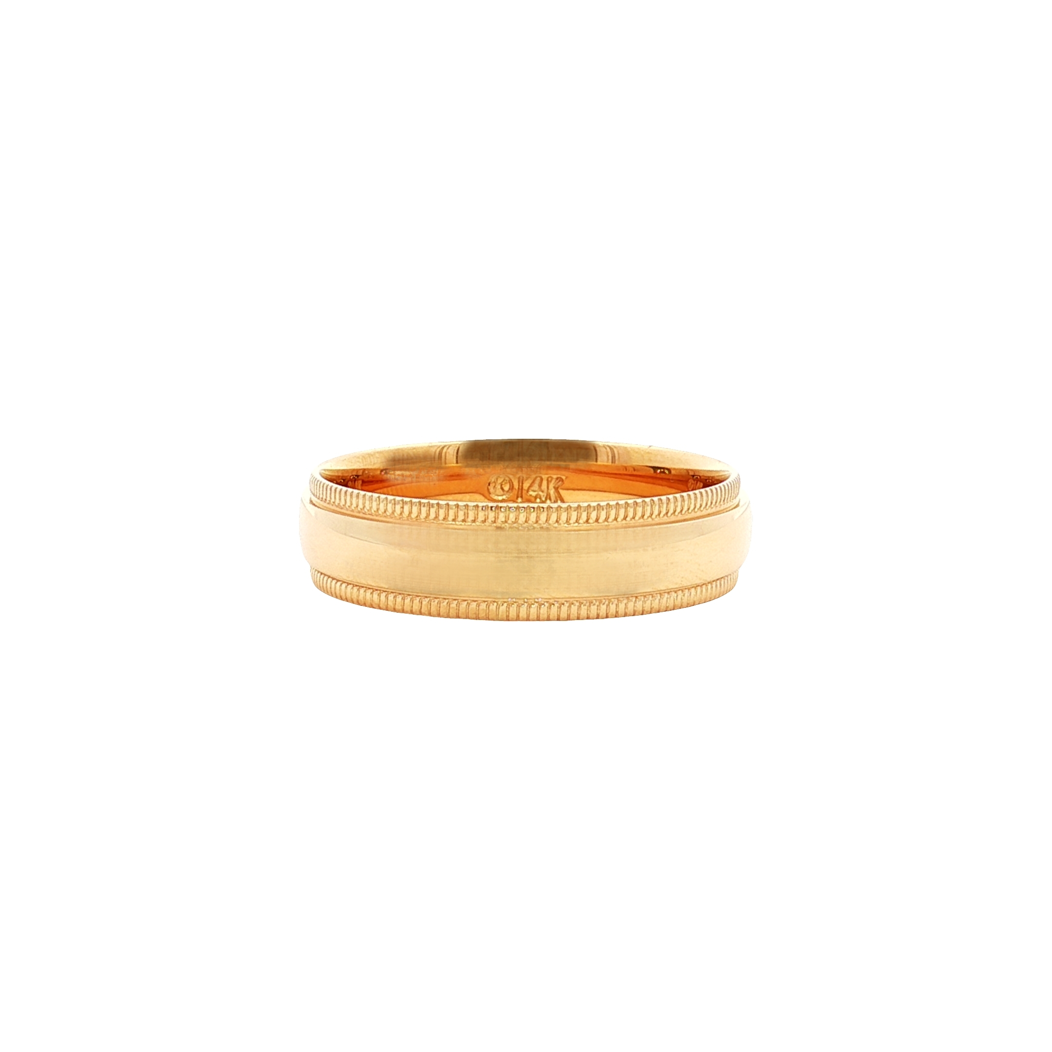 14K Yellow Gold 6mm Milgrain Comfort-Fit Wedding Band, Size 12