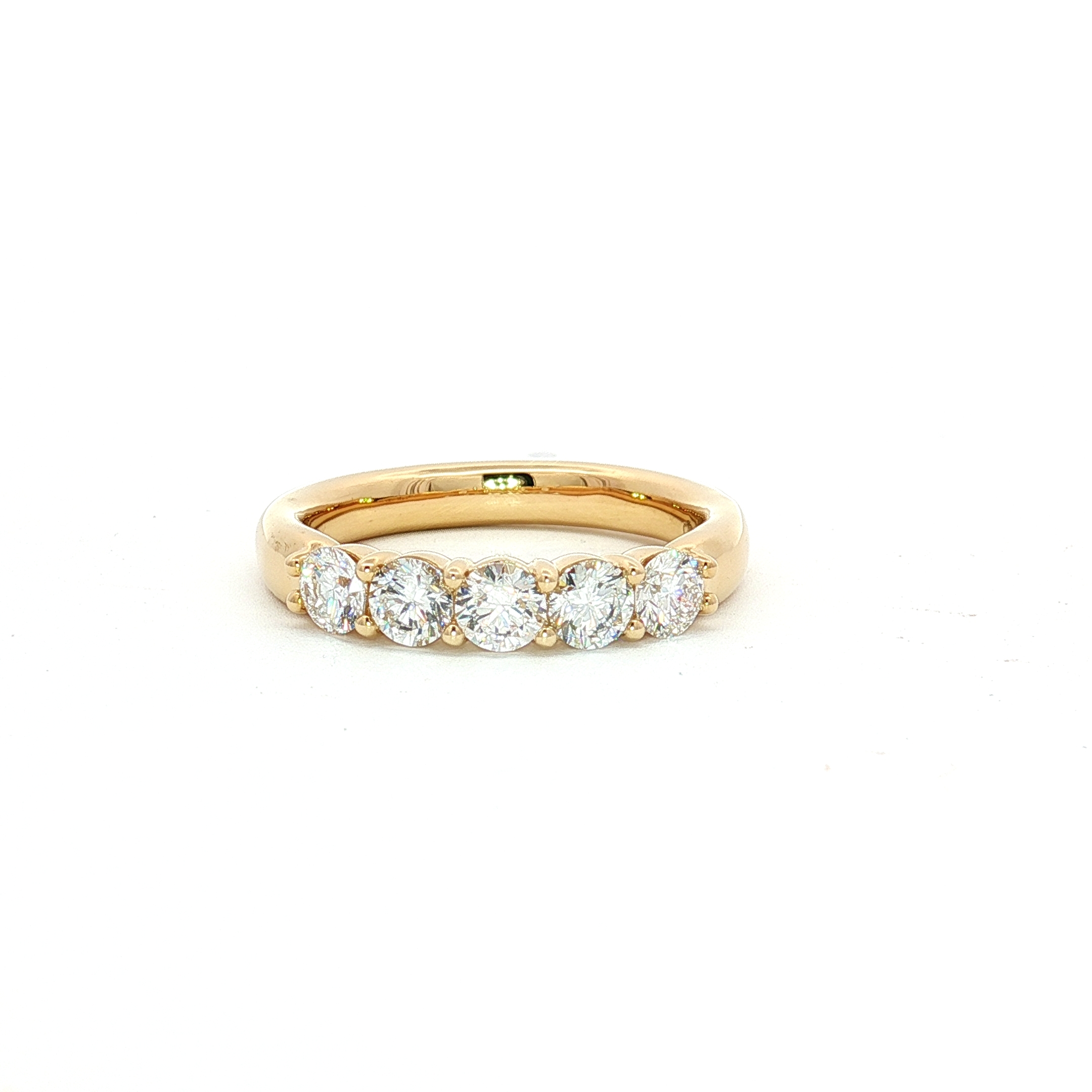 14K Yellow Gold Anniversary Band With 1.00ct Round-Cut Lab-Grown Diamonds, Size 7
