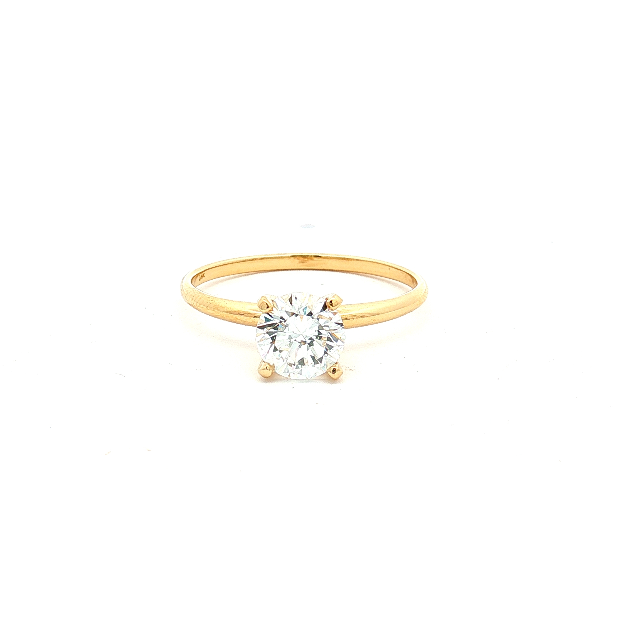 14K Yellow Gold Classic Solitaire Ring With 1.00ct Lab-Grown Diamond, Size 7.5