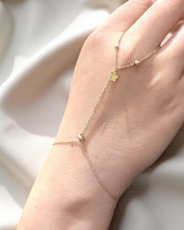 14K Yellow Gold Clone Bracelet With a Dangle Angel, 6.5 to 7.75 (Adjustable)