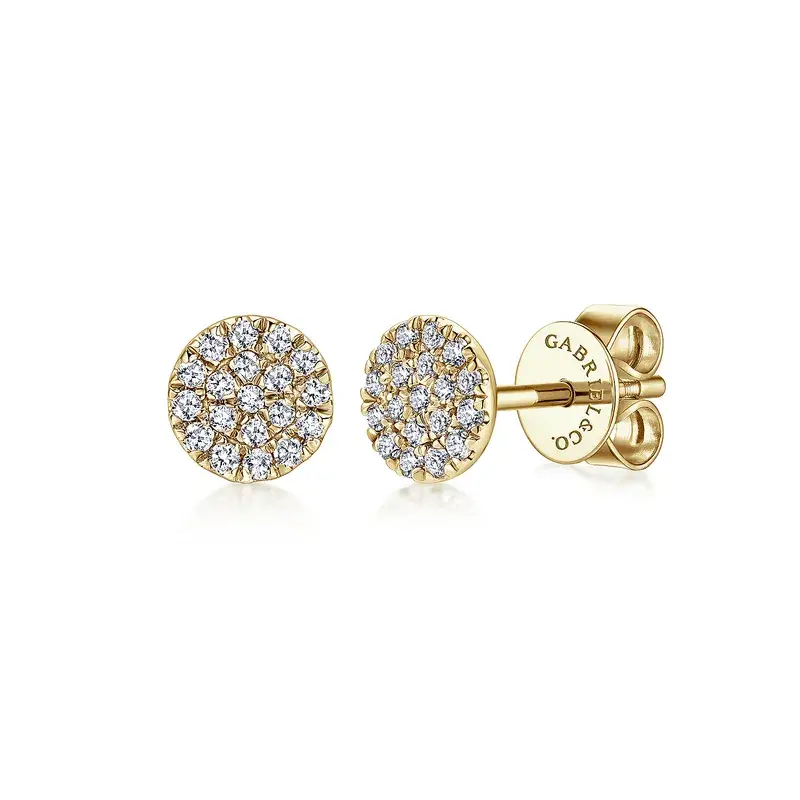 14K Yellow Gold Cluster Diamond Stud Earrings 0.14ct Natural Diamond *Lusso Collection*