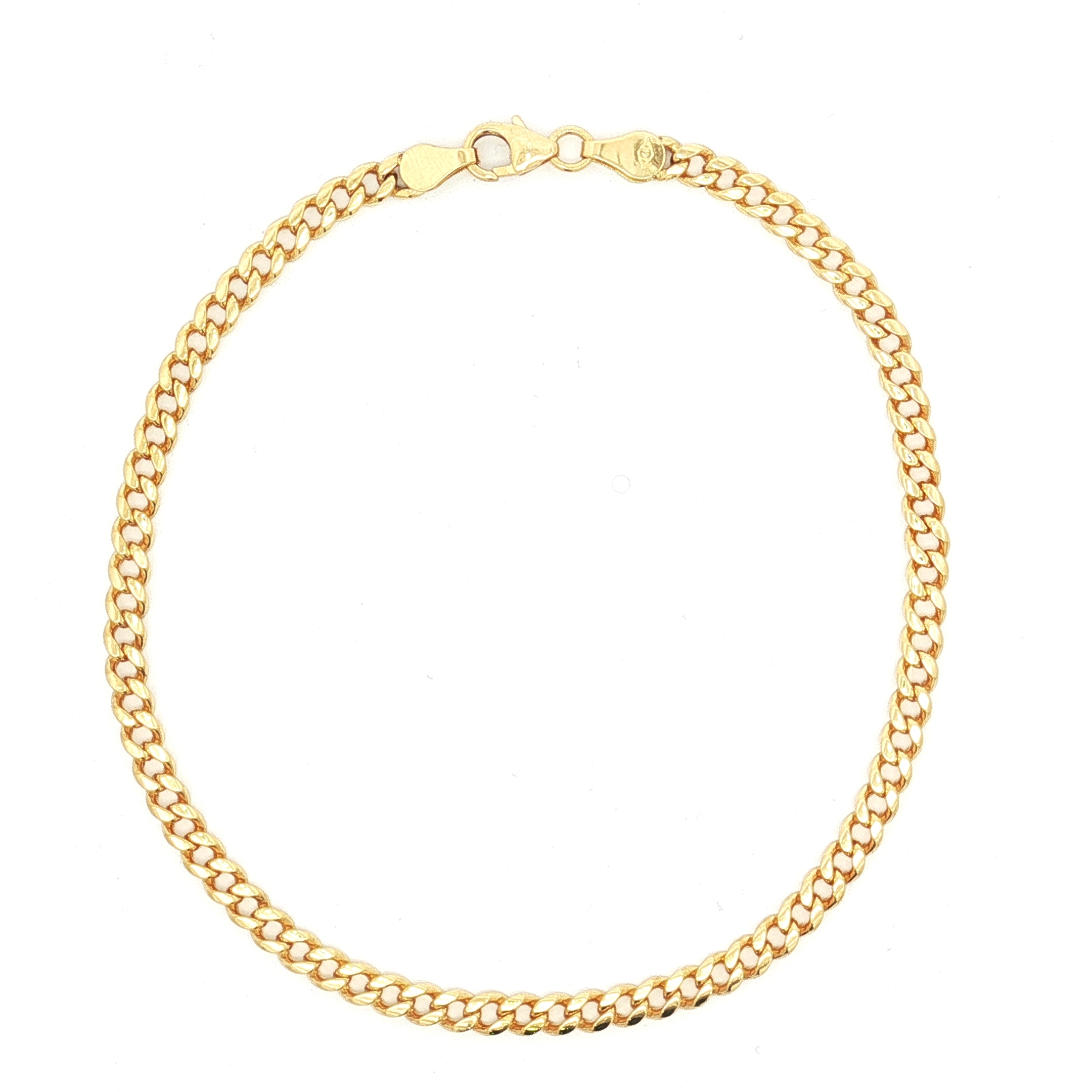 14K Yellow Gold Cuban Link Bracelet or Anklet , Size 8.75
