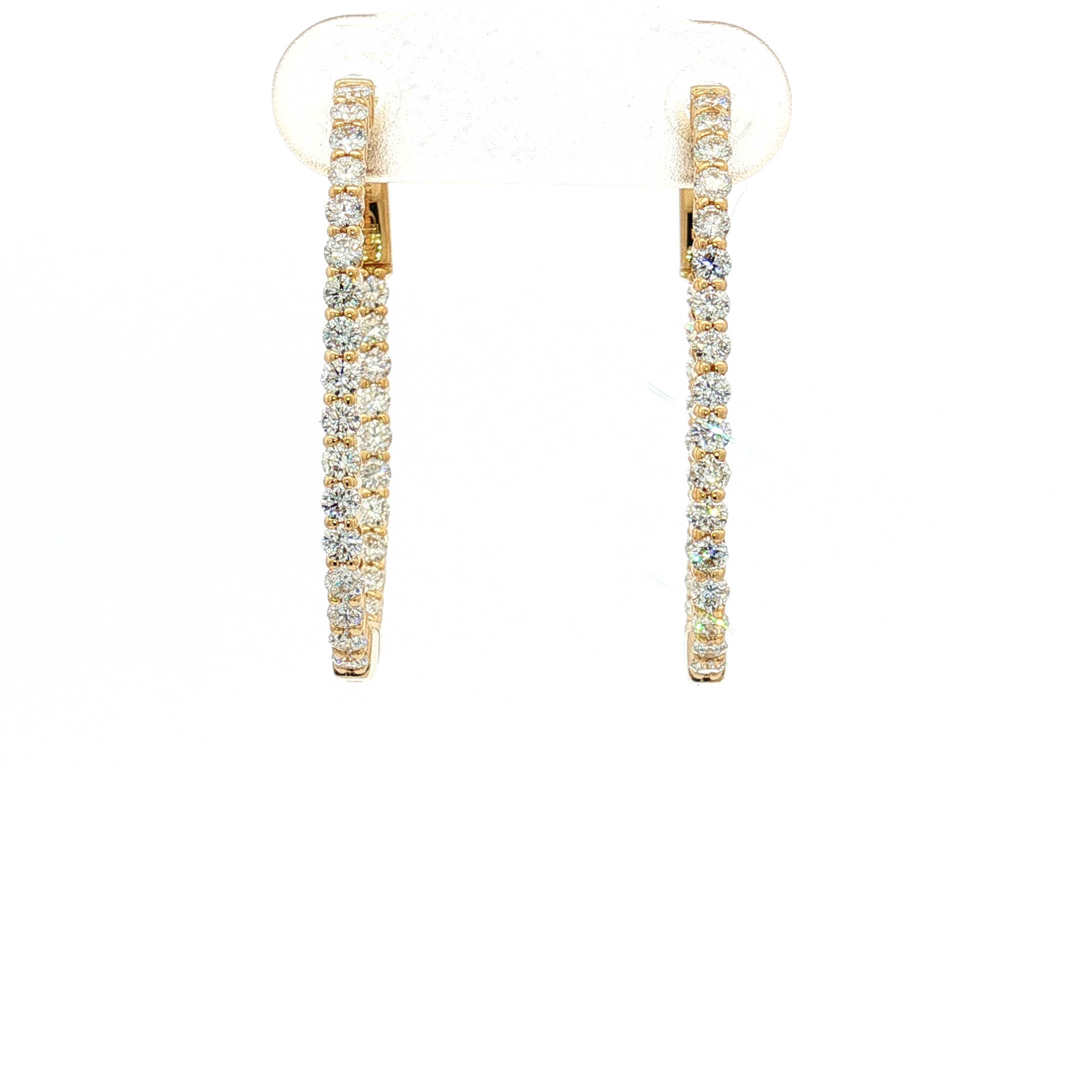 14K Yellow Gold Elongated In-out Hoops With 1.00ct Round Natural Diamonds, ( Dimensions 18.8x28.8x1.7mm)