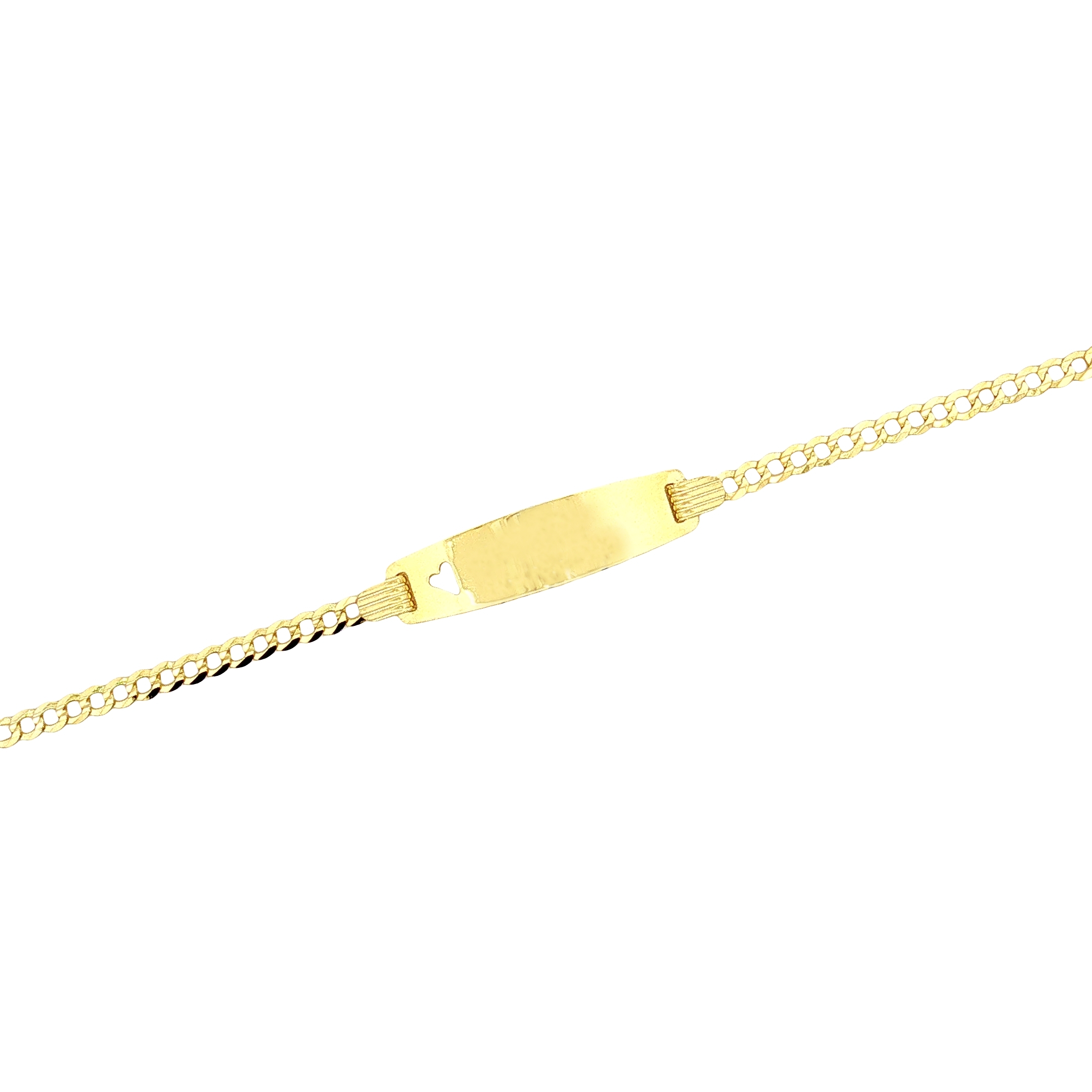 14K Yellow Gold Baby ID Bracelet with Heart Cutout, 5.5 - Adjustable